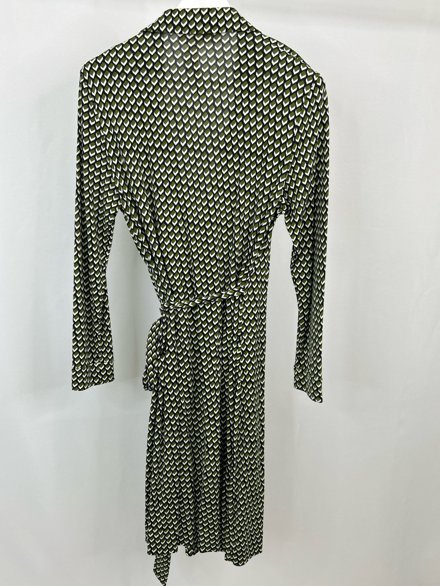 DIANE VON FURSTENBERG Size 14 Green Print Women Dress