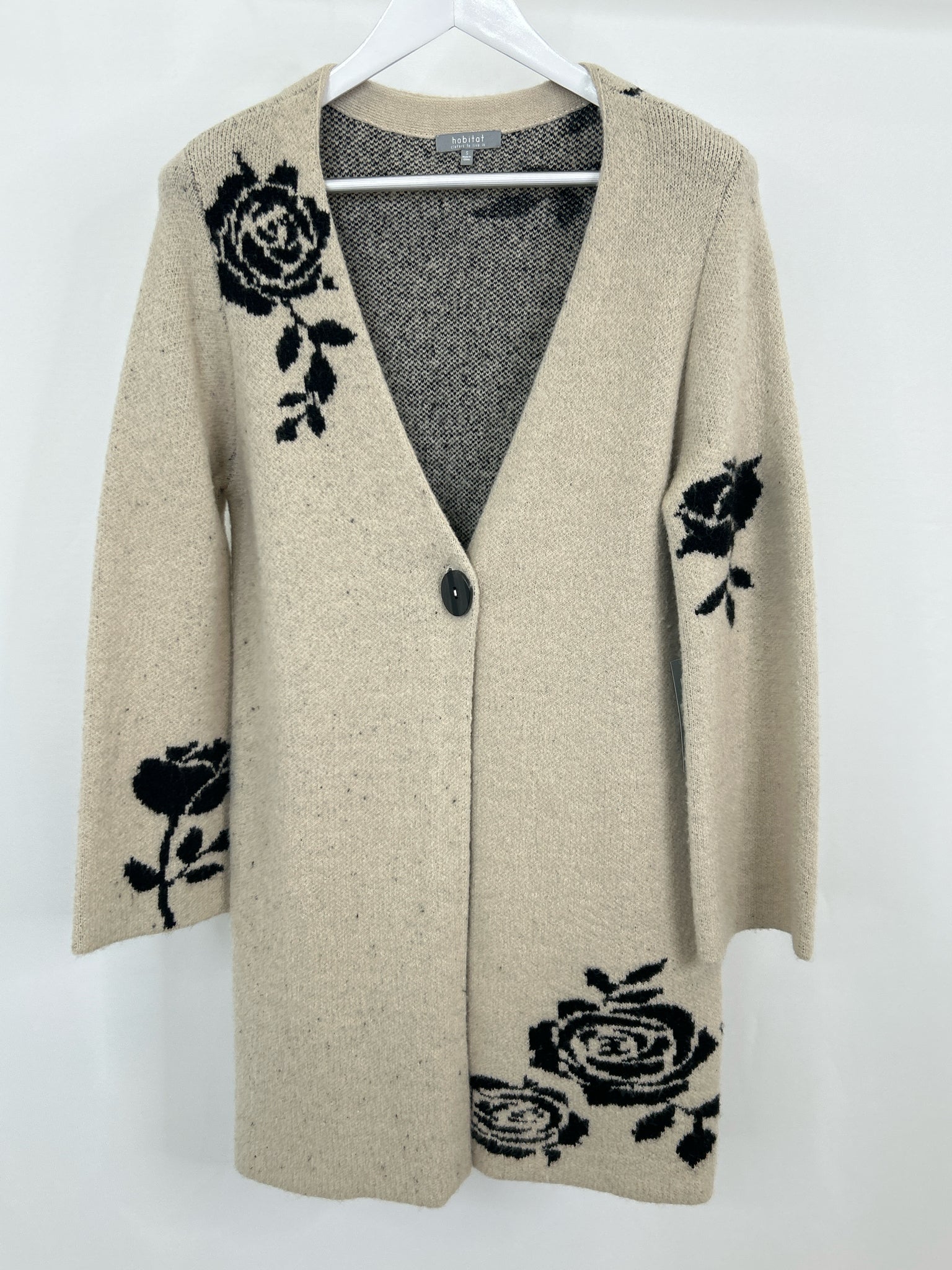 HABITAT Size S BEIGE AND BLACK Women Cardigan