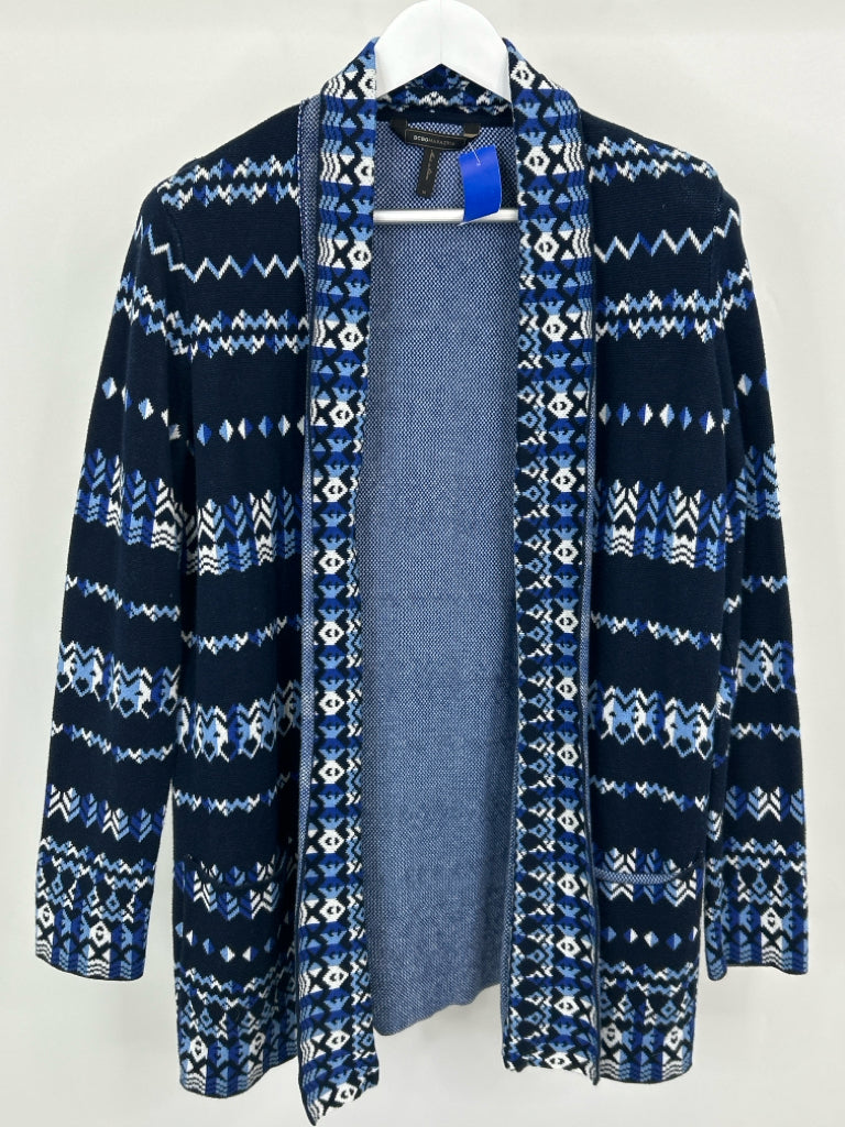 BCBGMAXAZRIA Women Size M Navy Print Cardigan