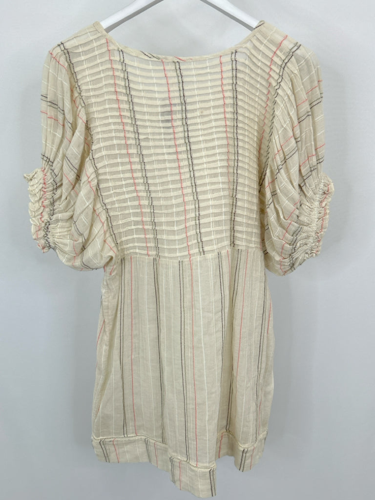 FREE PEOPLE Women Size S Cream Print Tunic