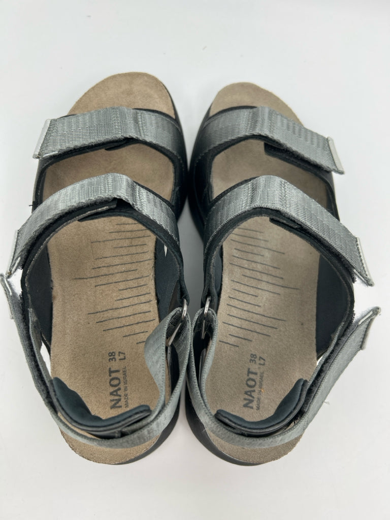NAOT Size 7 Black and Silver Women's Sandal