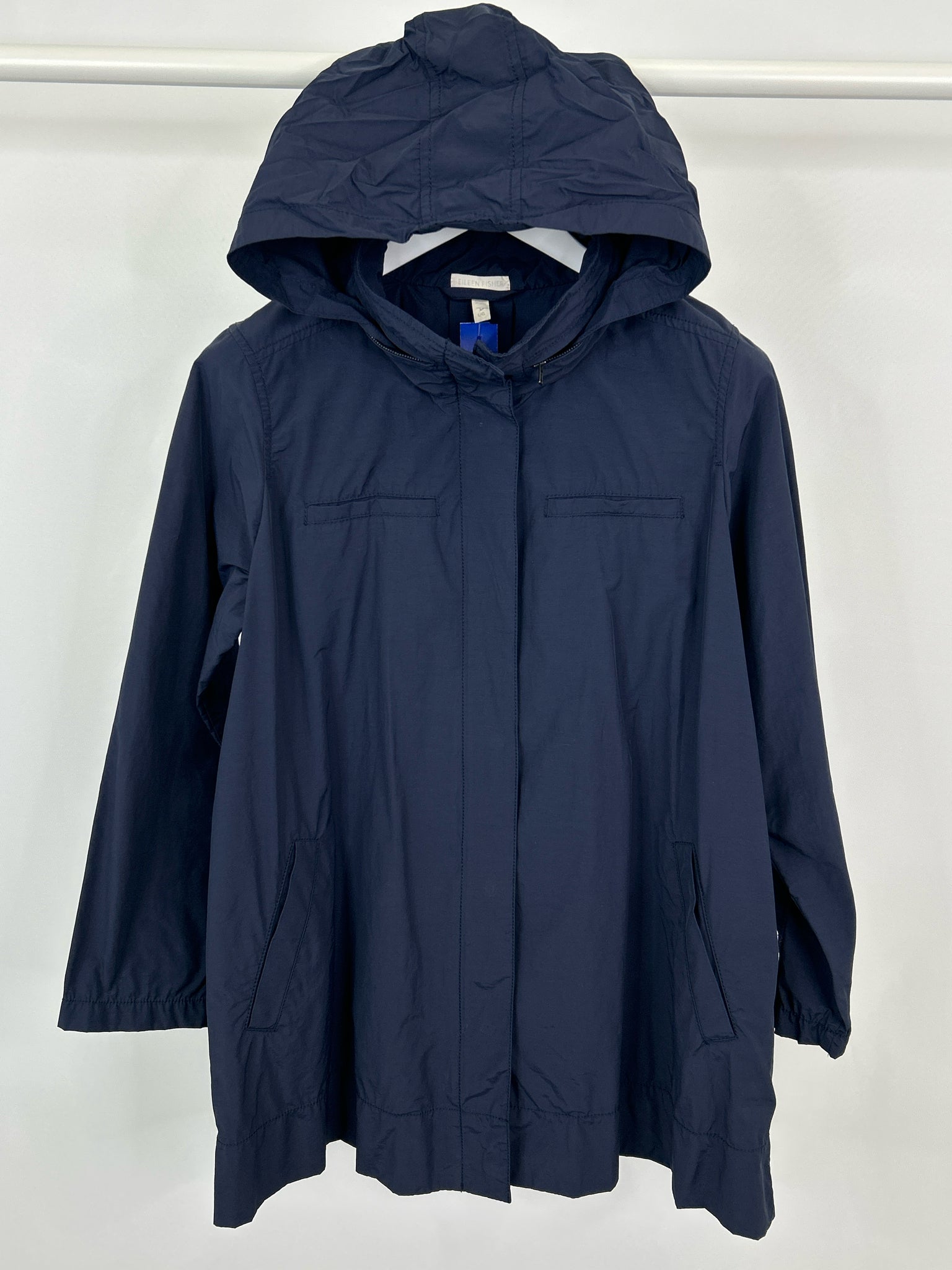 EILEEN FISHER Size L Navy Women Raincoat