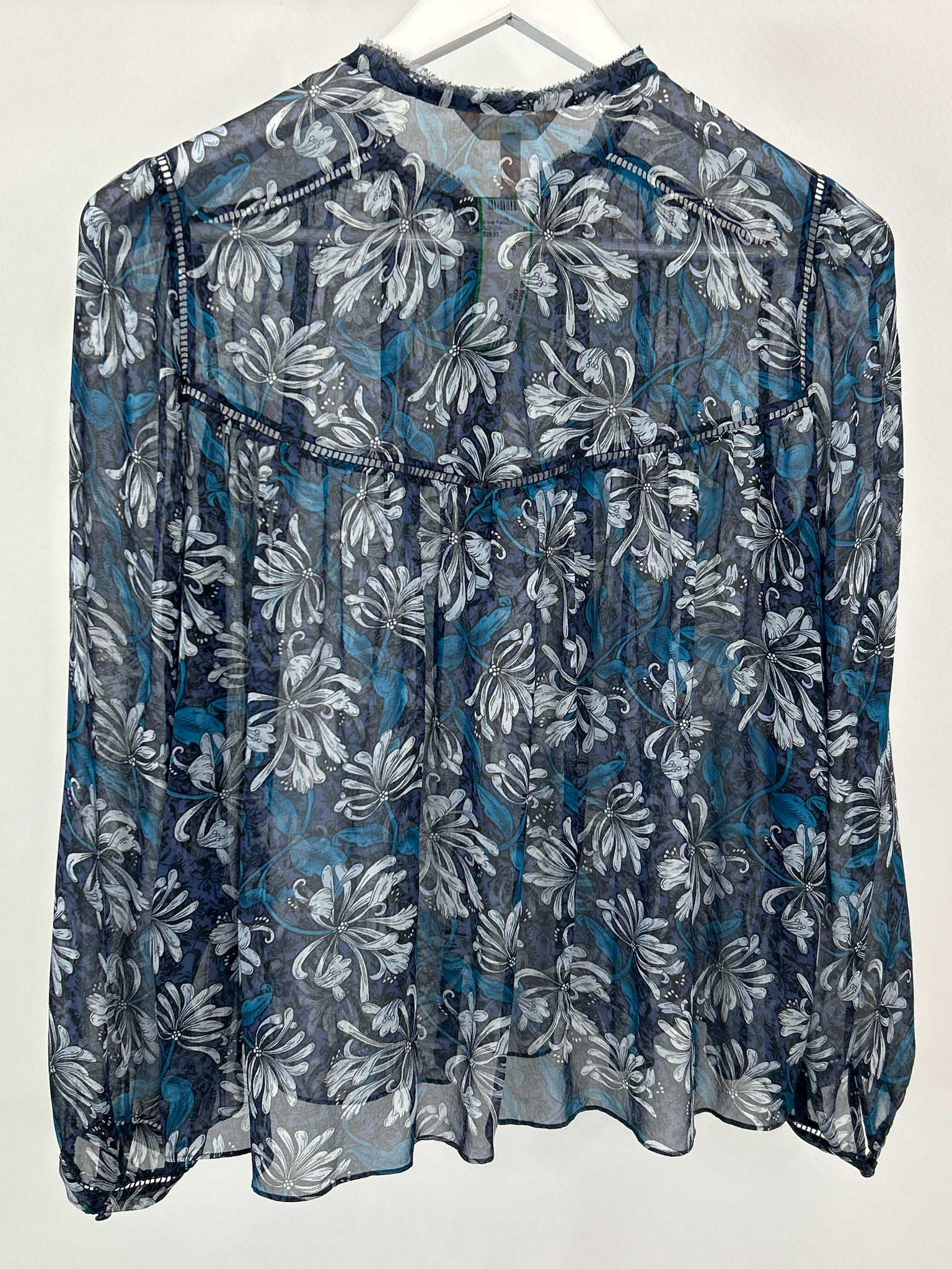 REBECCA TAYLOR Size 2 Blue Print Women's Top