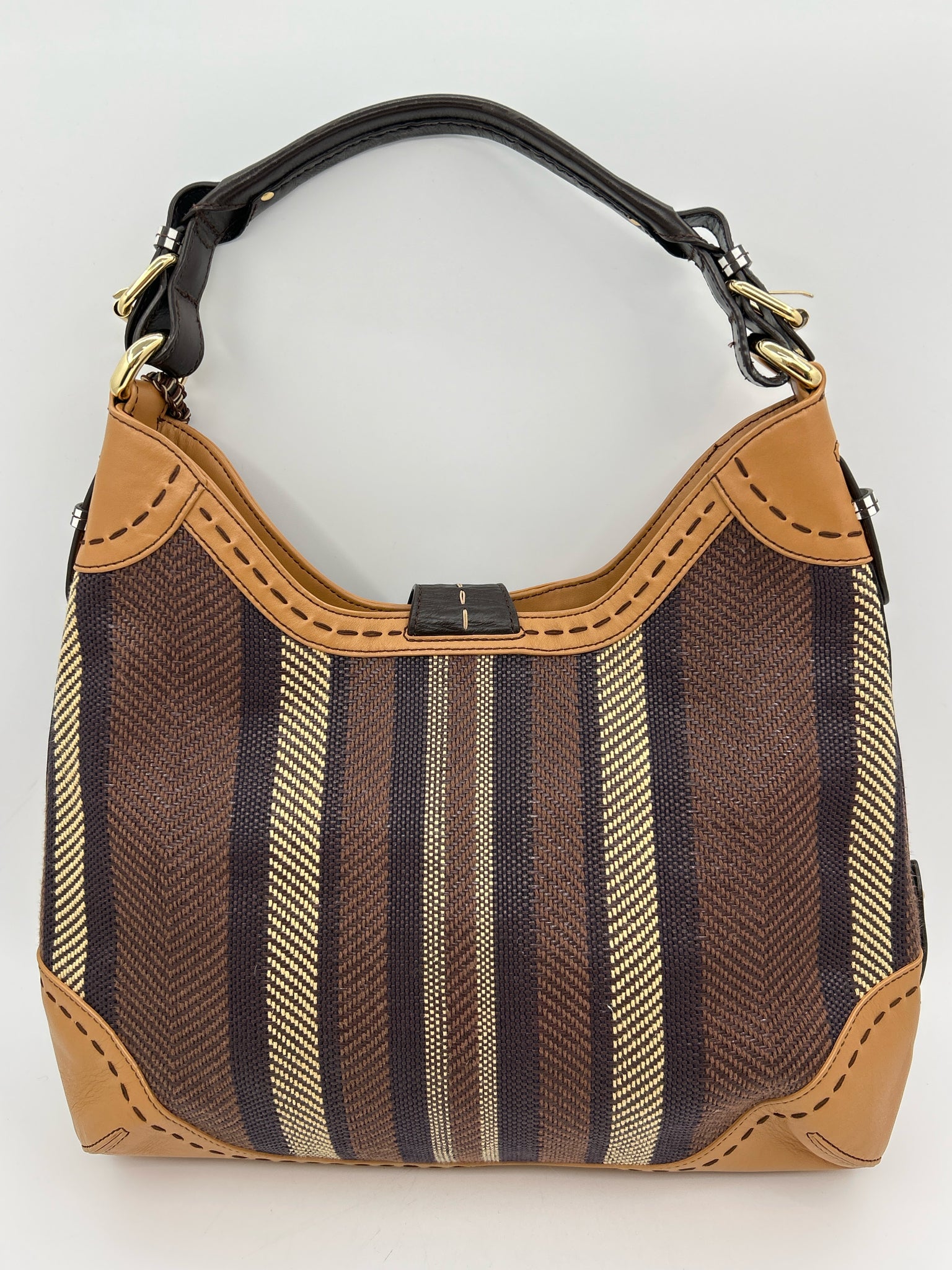 HENRI BENDEL Brown Striped Women Purse