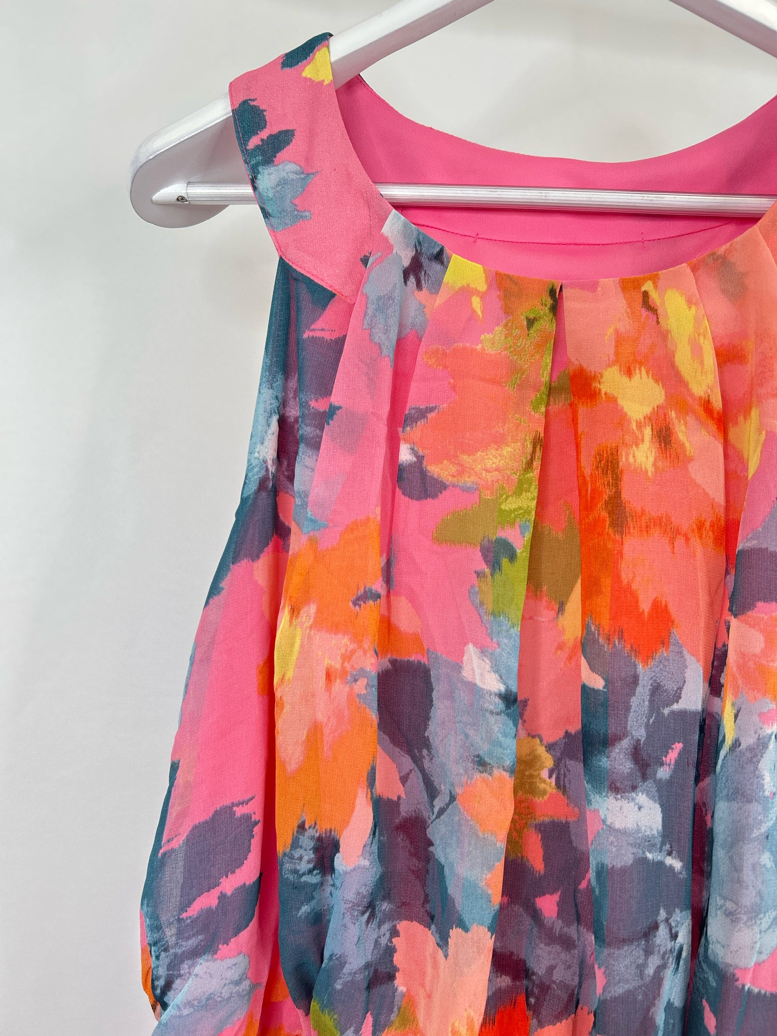 SIGNATURE BY ROBBIE BEE Size 16W Pink Print Women Dress