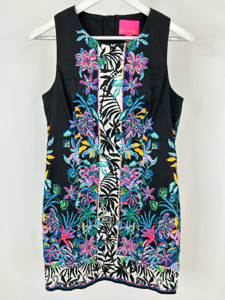 LILLY PULITZER Size 8 Black Print Women's Dress