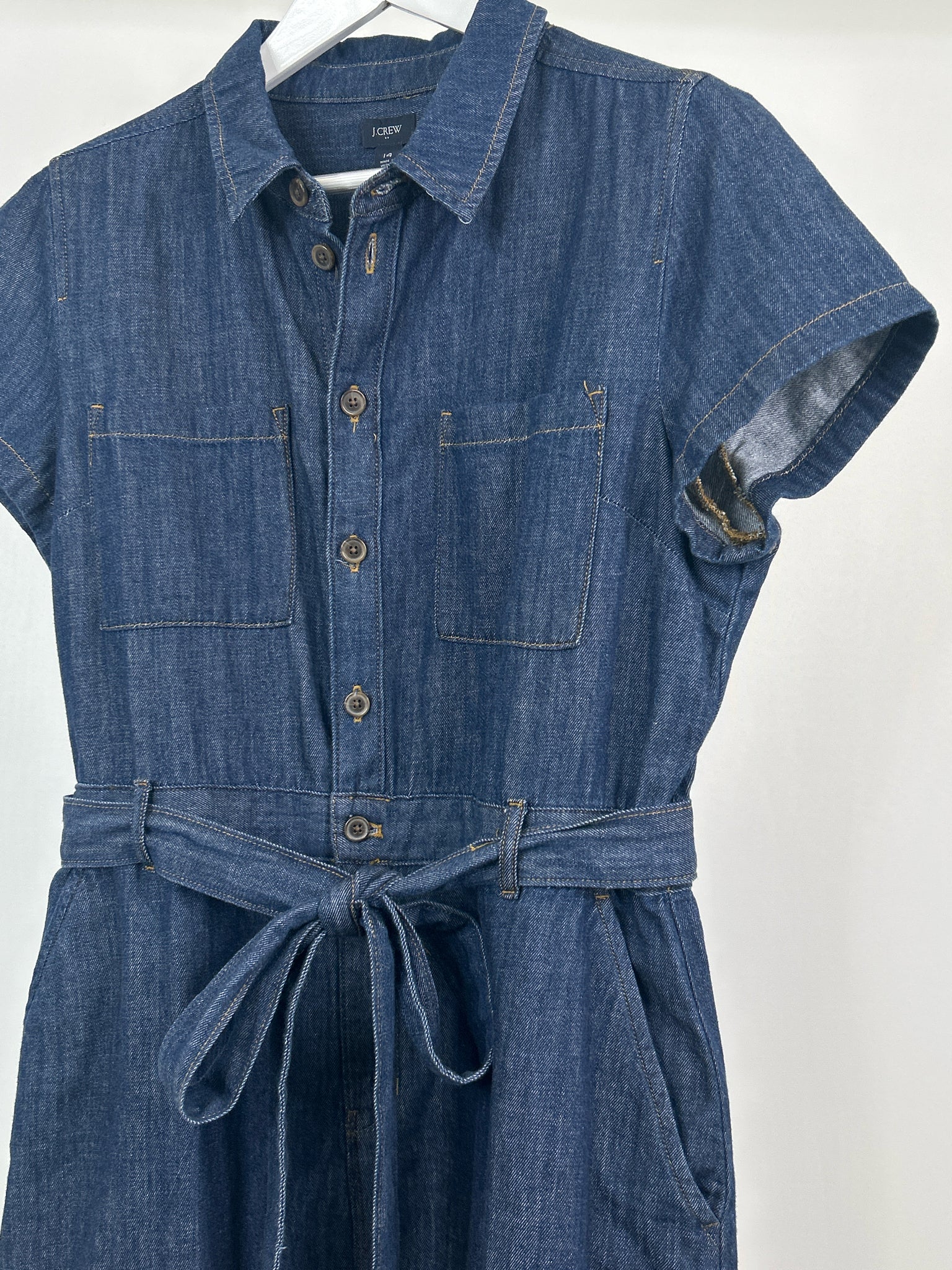 J CREW Size 14 BLUE DENIM Women Dress