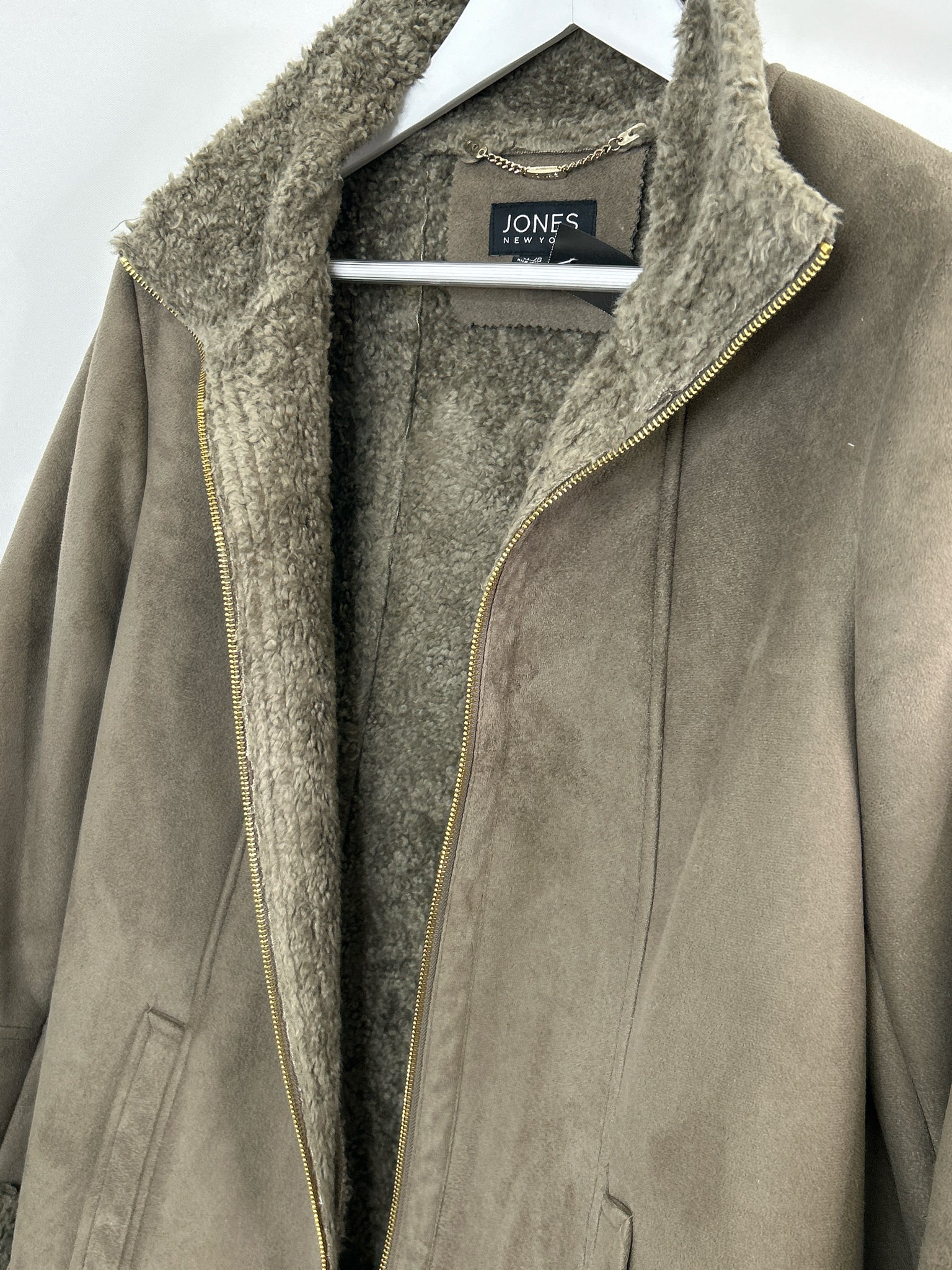 JONES NEW YORK Size L Taupe Women Coat