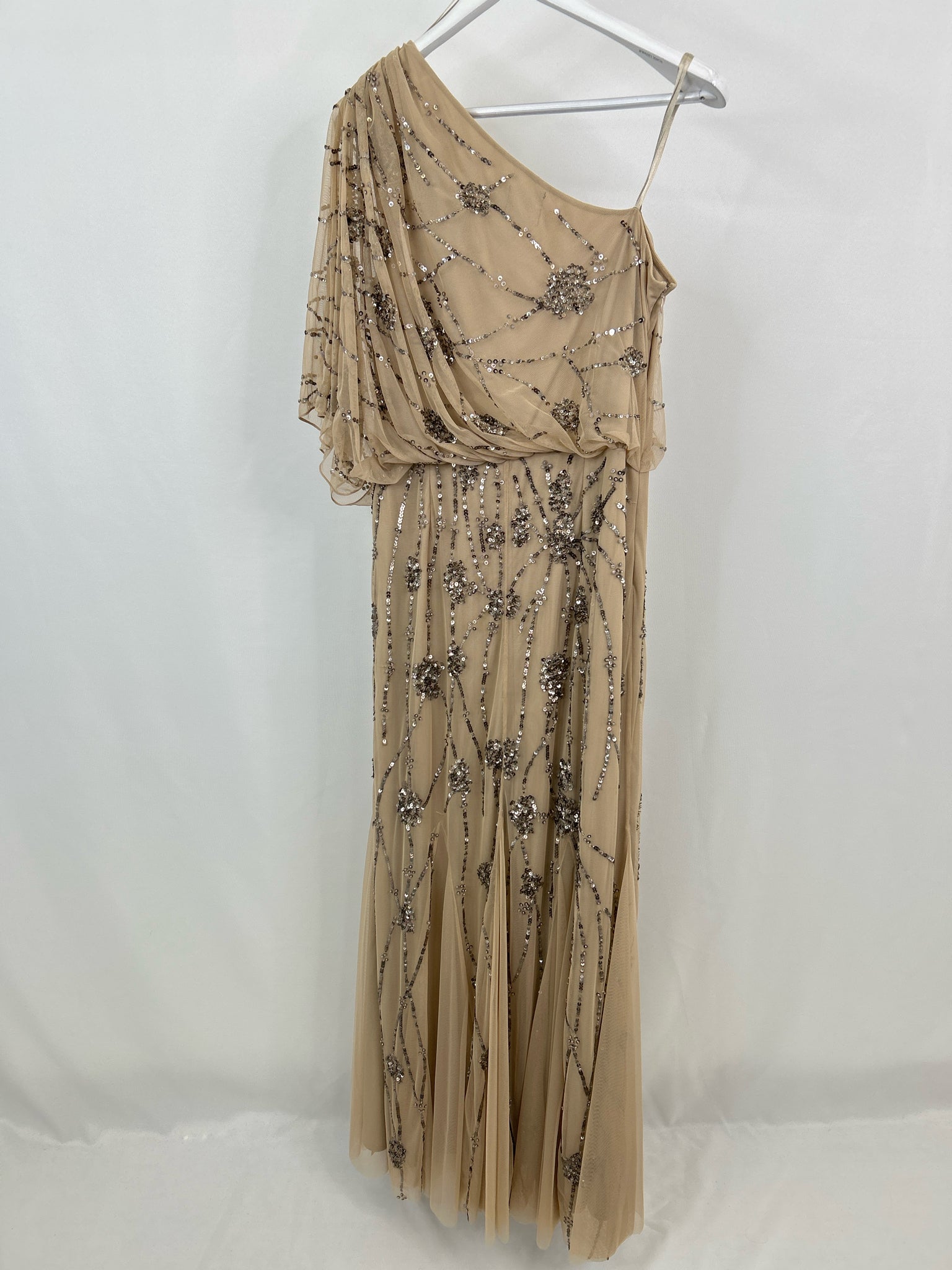 ADRIANNA PAPELL Size L Champagne Women Dress