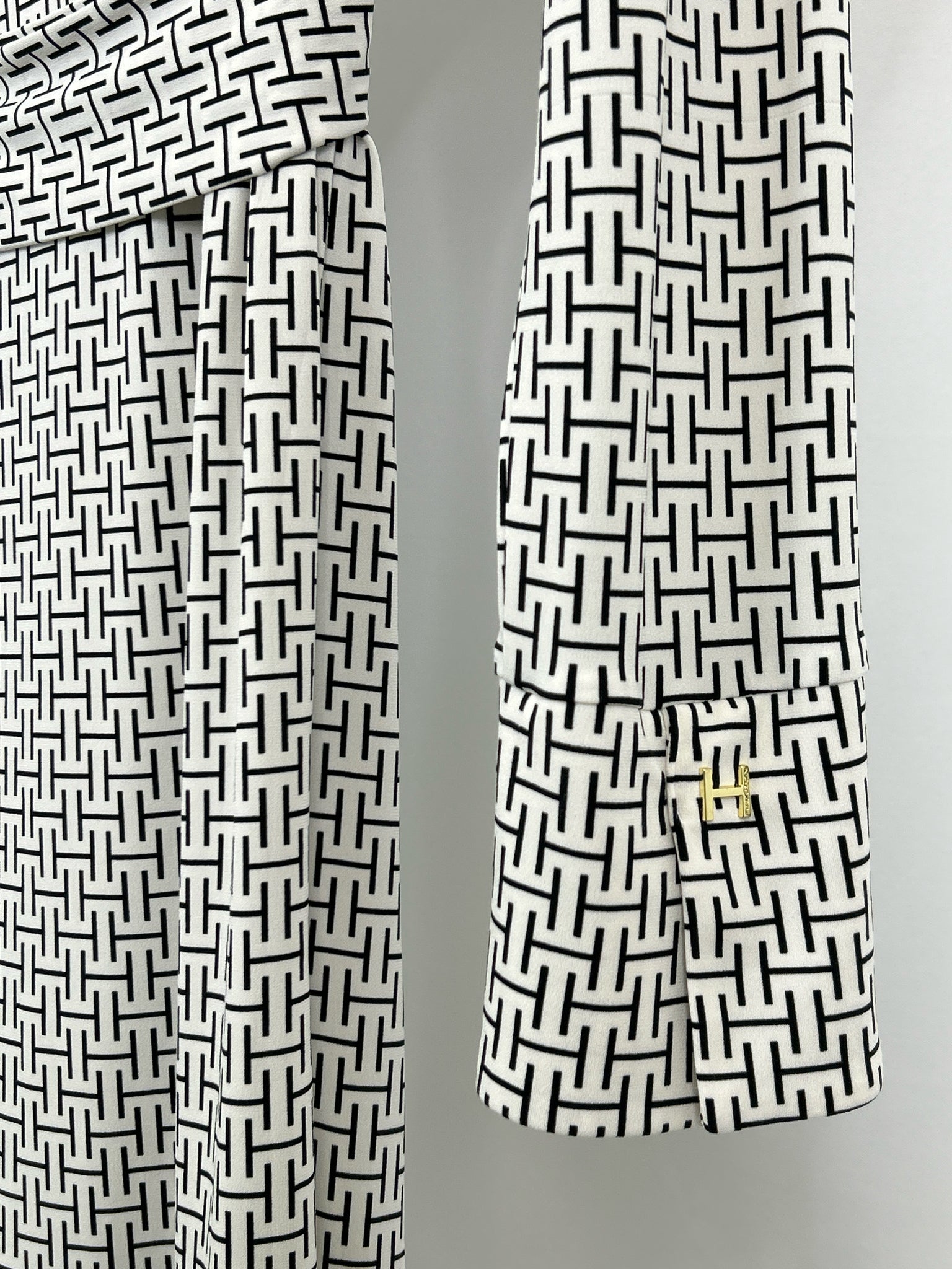 HALSTON Size L White & Black Women Dress