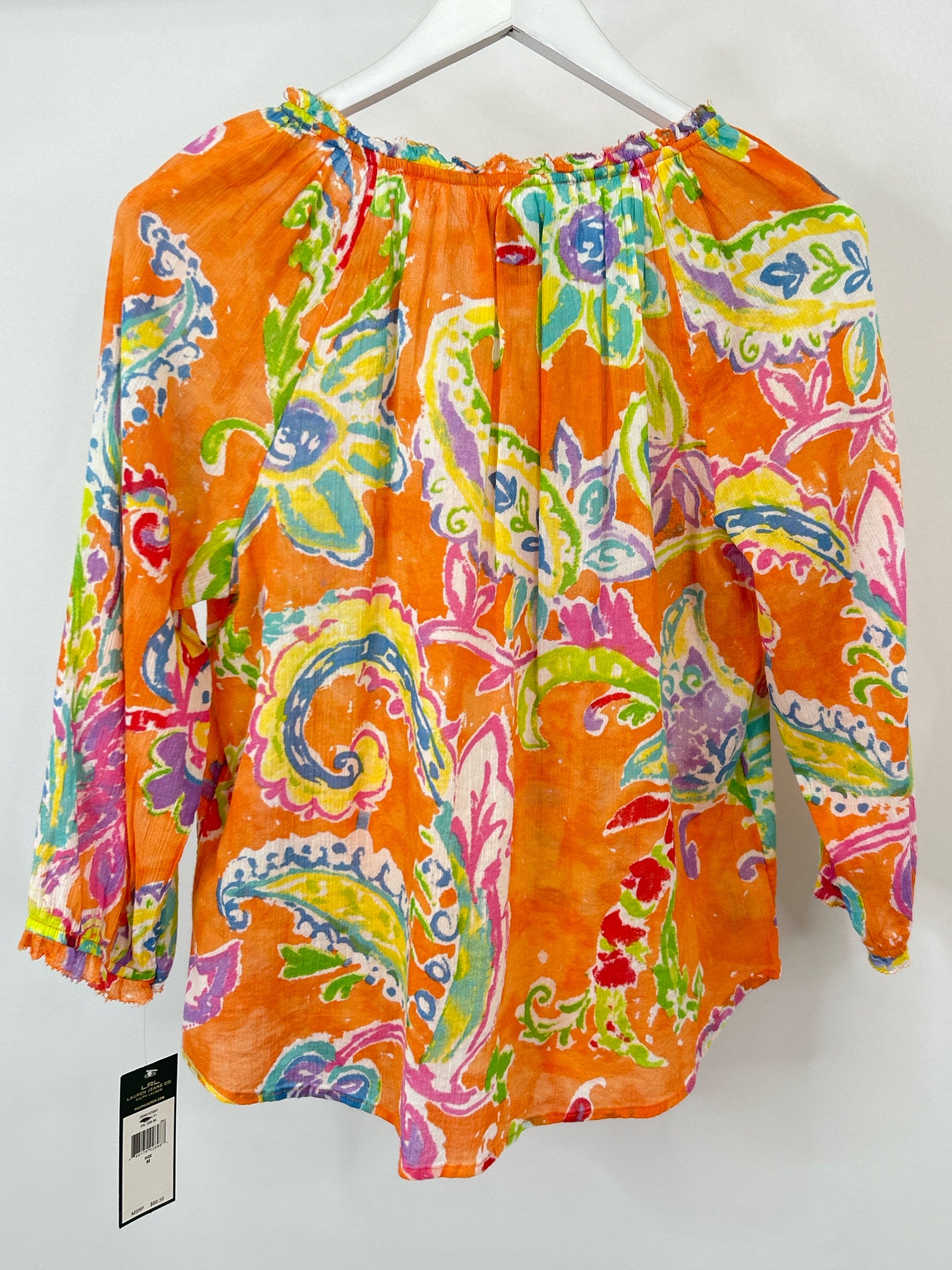 Lauren Ralph Lauren NWT Size M Orange Print Women Top