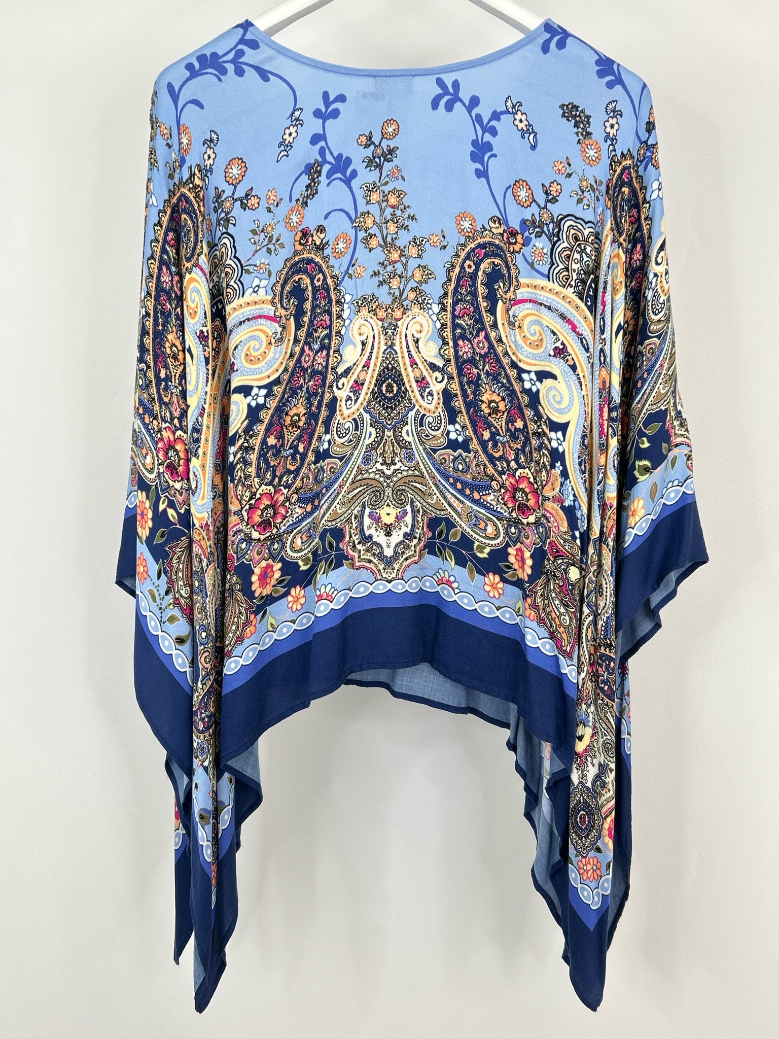 CHICO'S Size One Size Blue Print Women Poncho