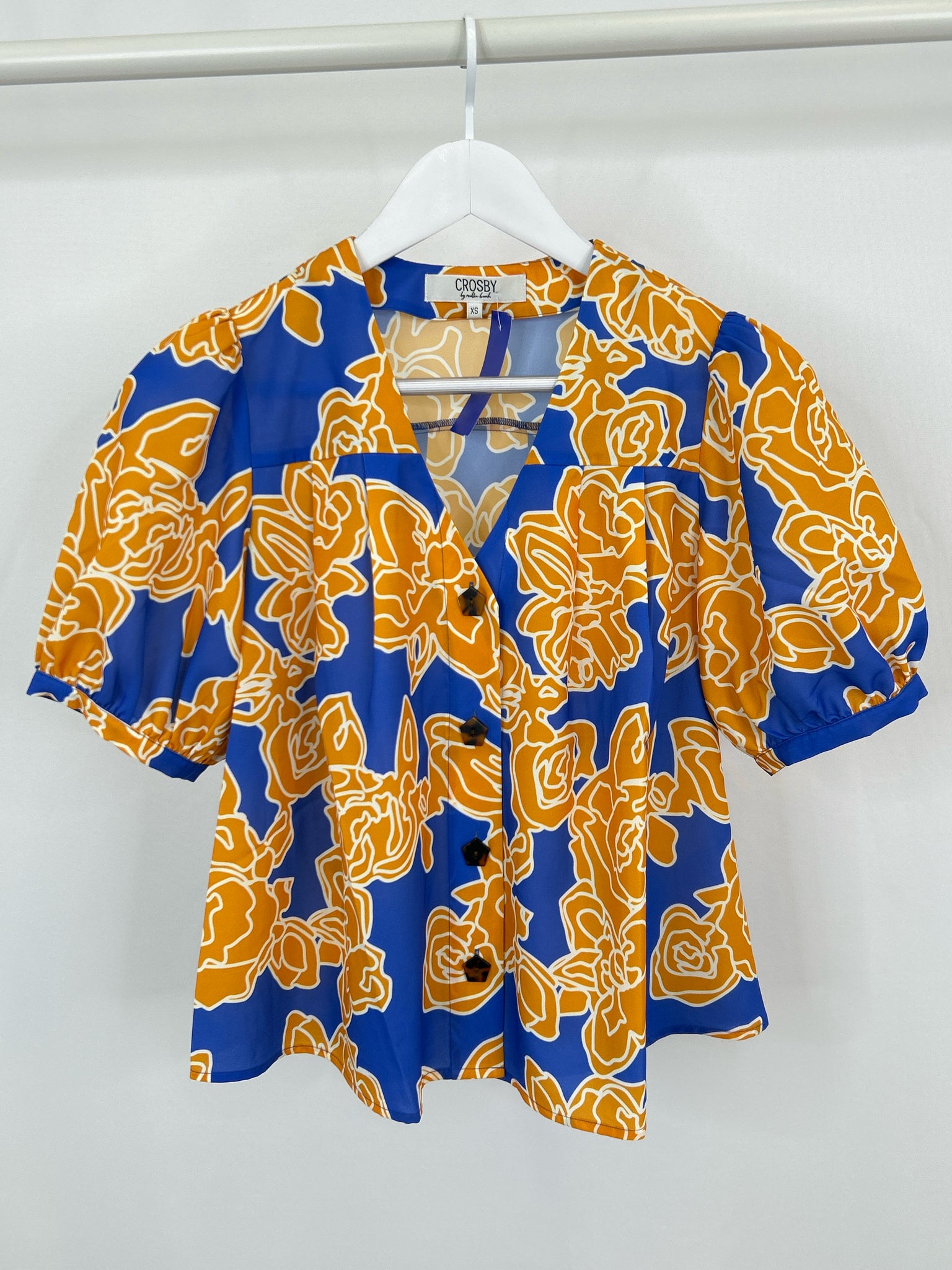 Crosby by Mollie Burch Size XS orange and blue Women Blouse
