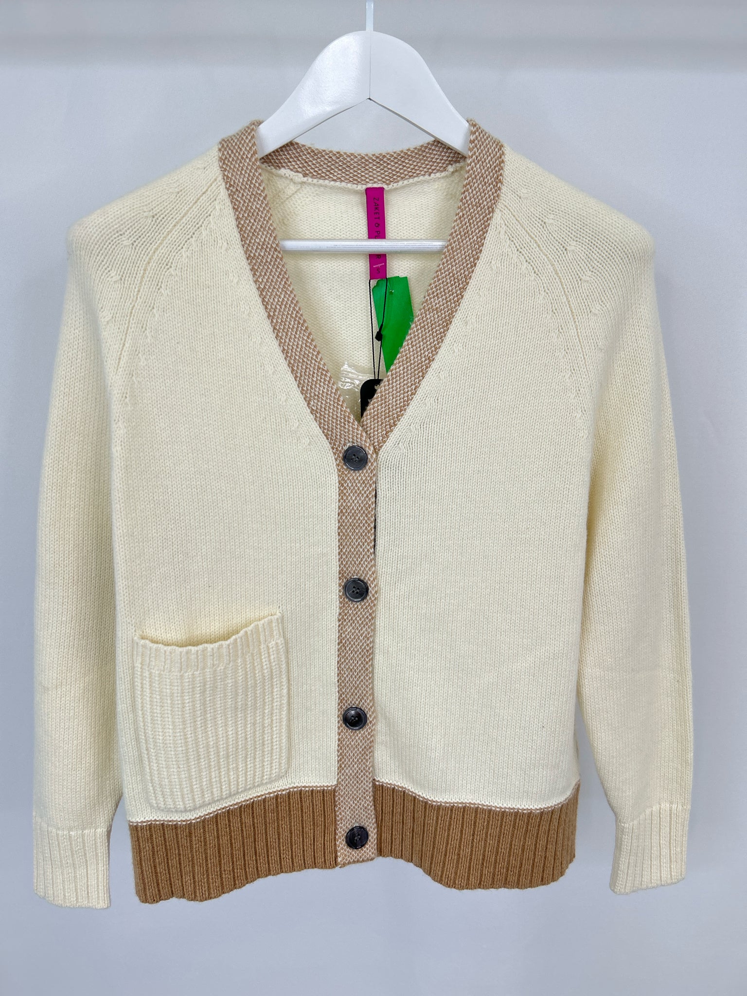 Zaket & Plover Size S WHITE AND BEIGE Women Cardigan