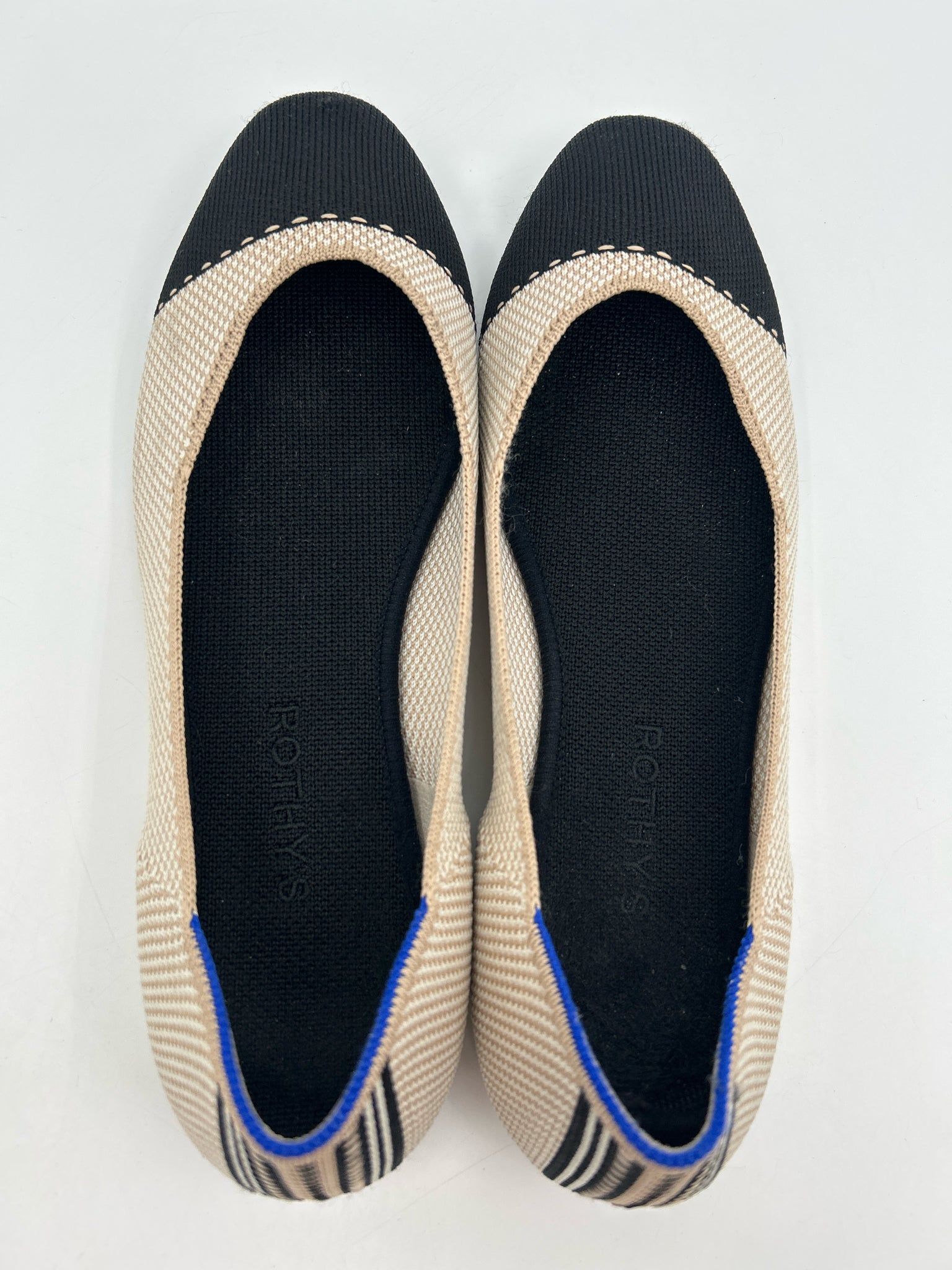 ROTHY'S Size 9.5W BEIGE AND BLACK Women Flats