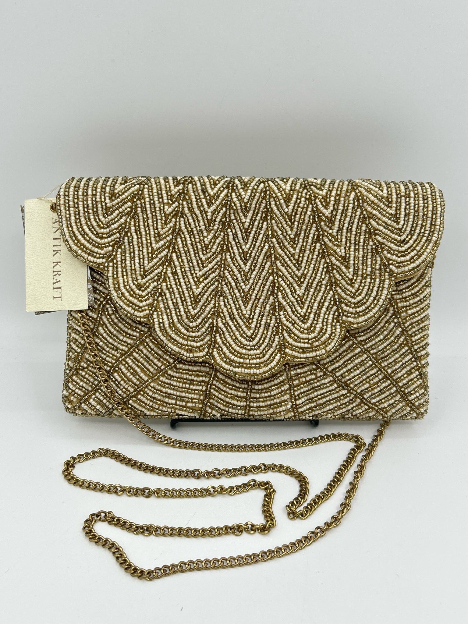 ANTIK KRAFT Gold and White Women Purse
