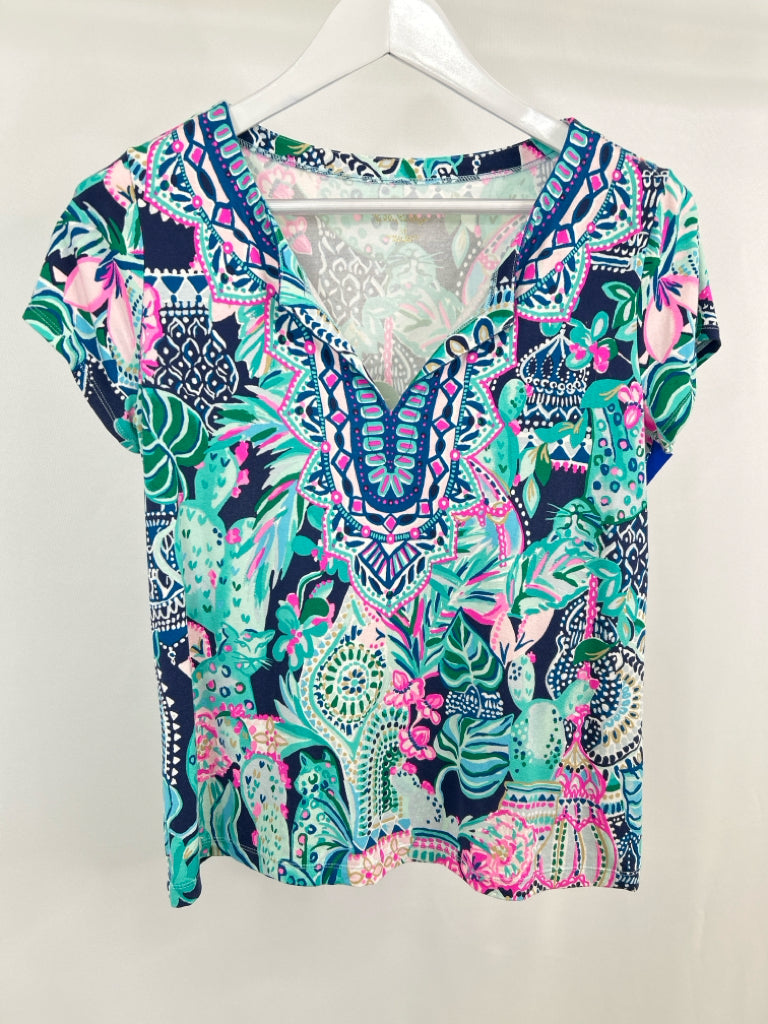 LILLY PULITZER Size M Blue Print Women's Top