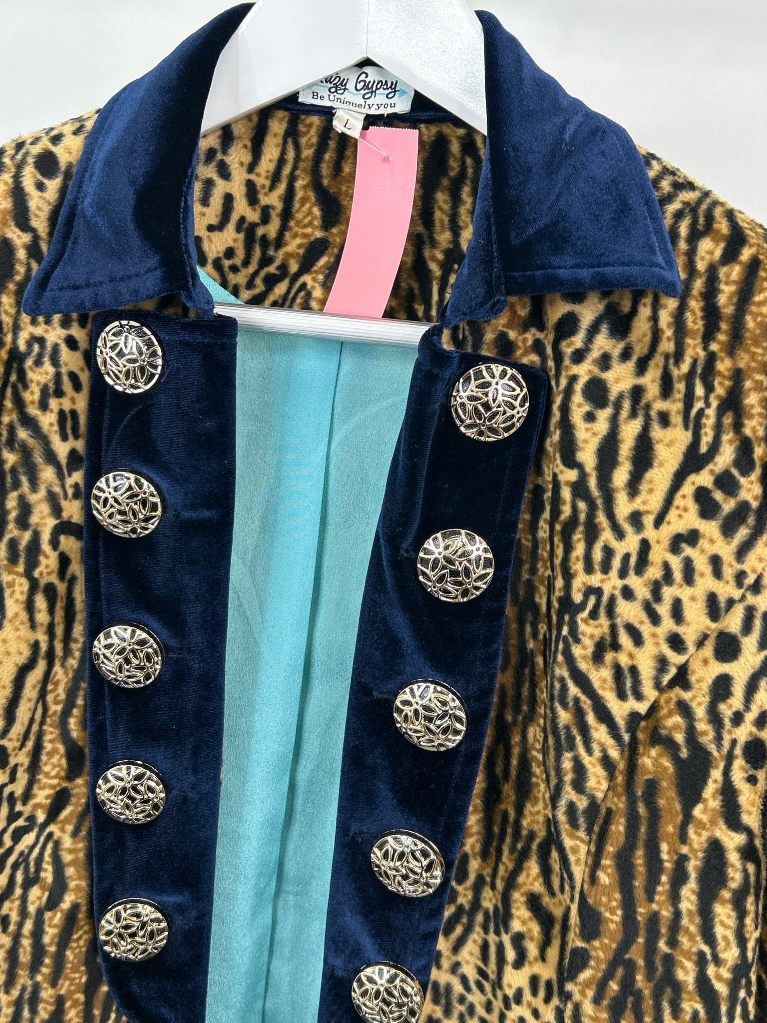 Ritzy Gypsy Size L Brown Print Women Blazer