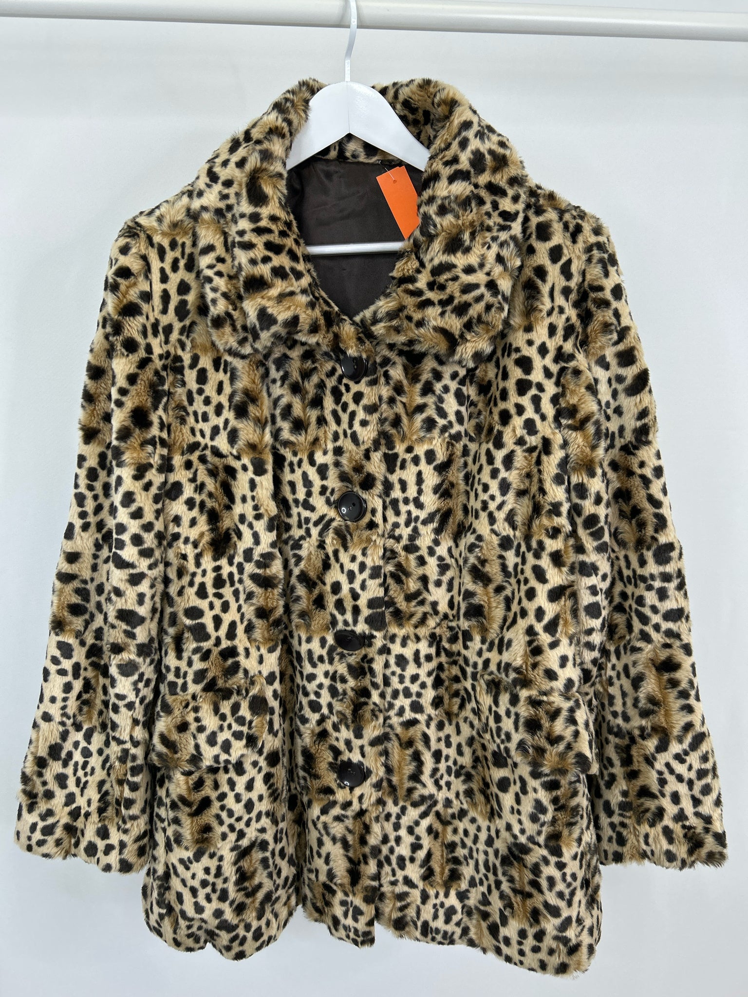 NO BRAND Size L/XL Brown Print Women Coat