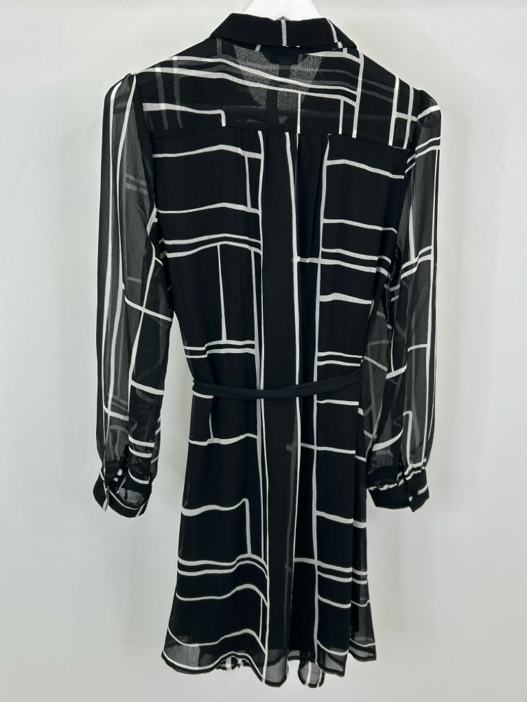 NINE WEST Women Size L Black and White Dress