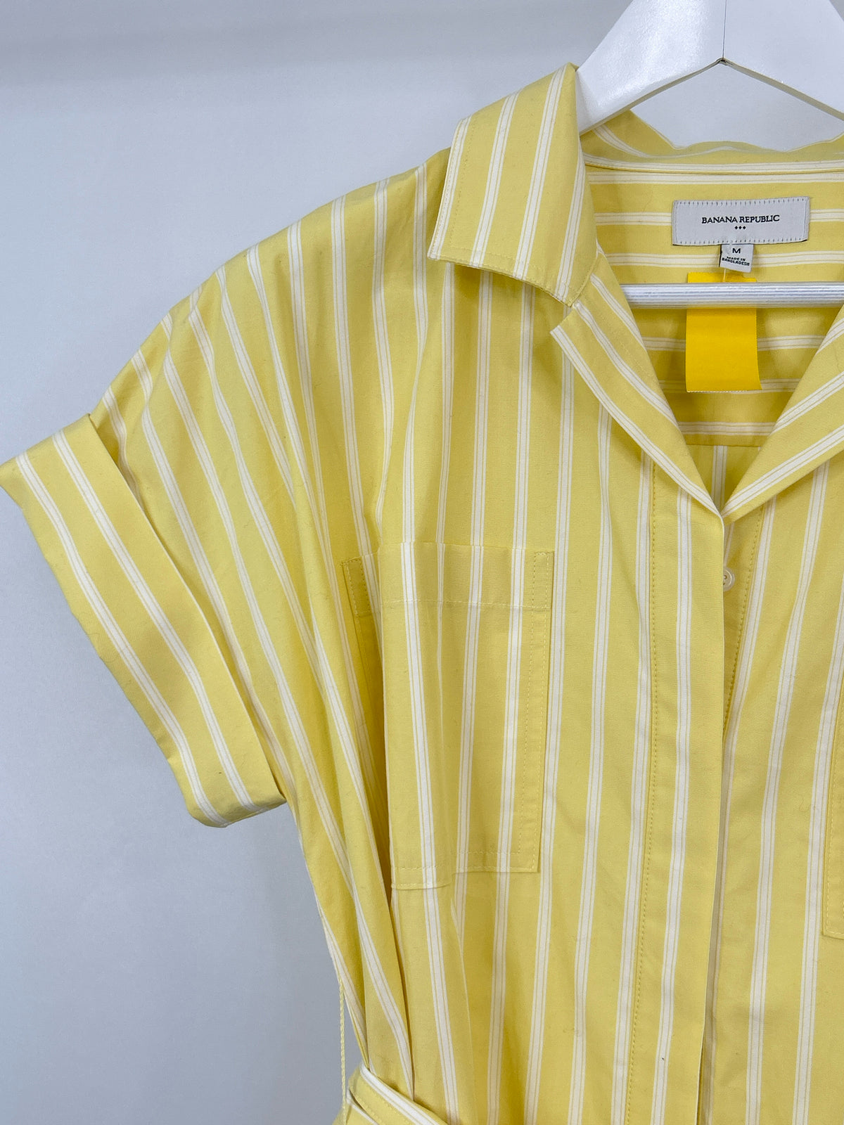 BANANA REPUBLIC Size M Yellow Striped Women Dress