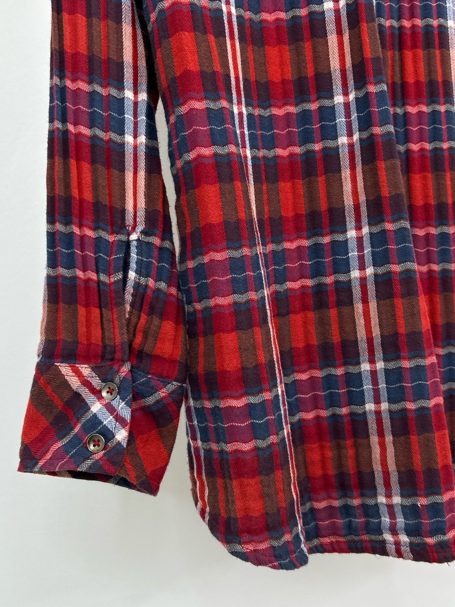 FREE PEOPLE Size M Red Plaid Women Shirt