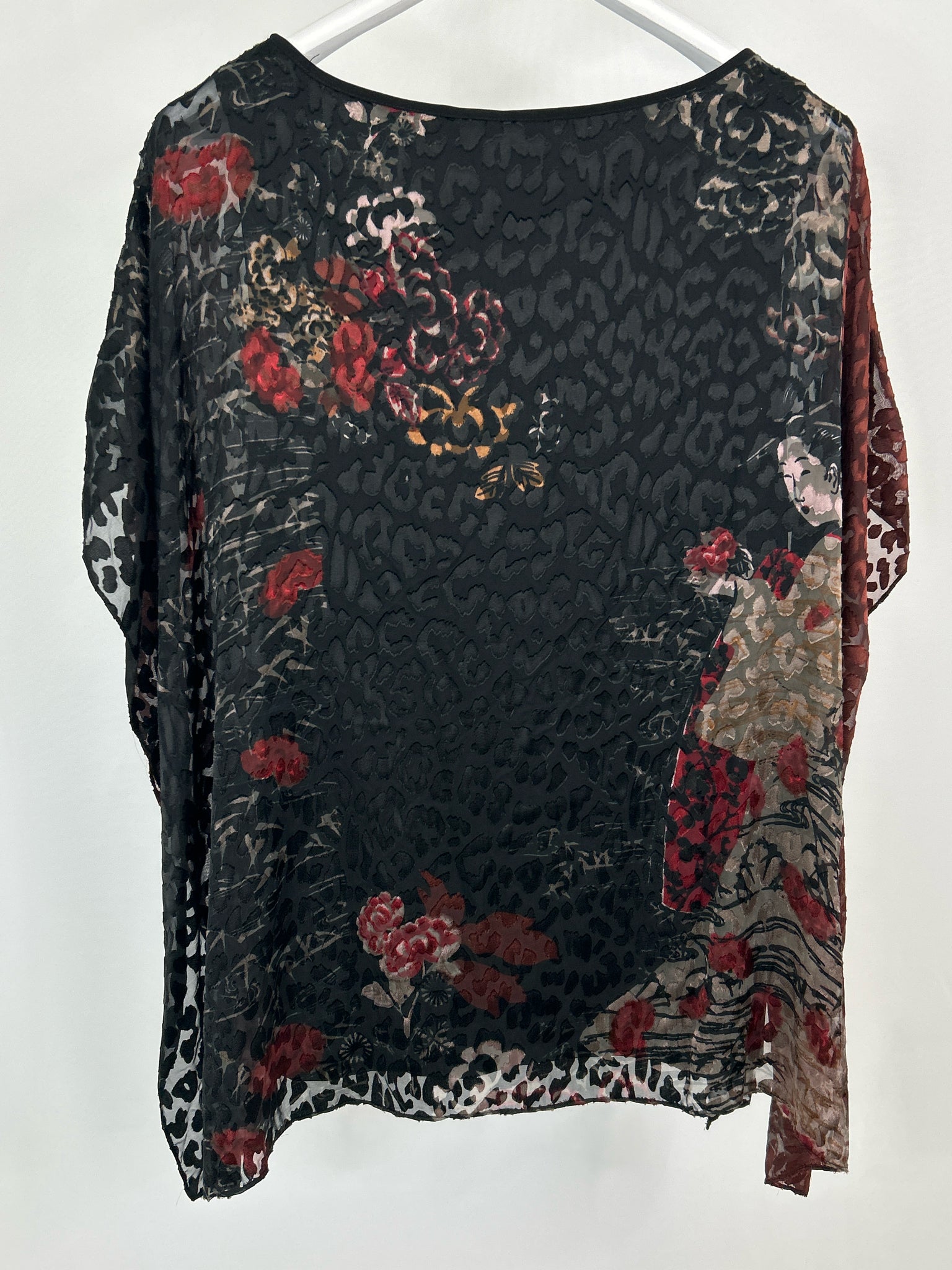 CHICO'S Size L Black Print Women Top