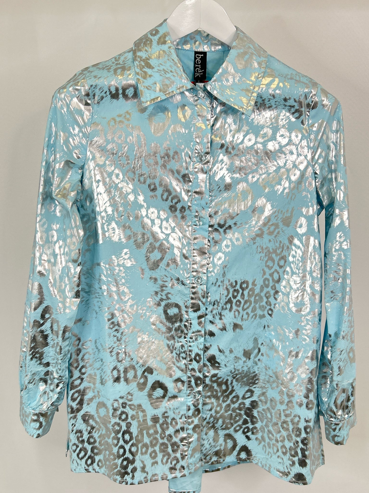 BEREK Size S Blue and Silver Women Shirt Jacket