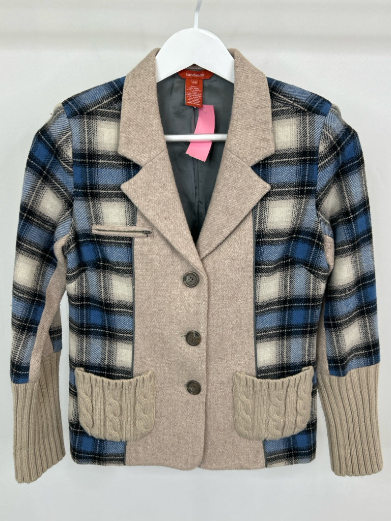 SUNDANCE Women Size 4P Blue Plaid Jacket