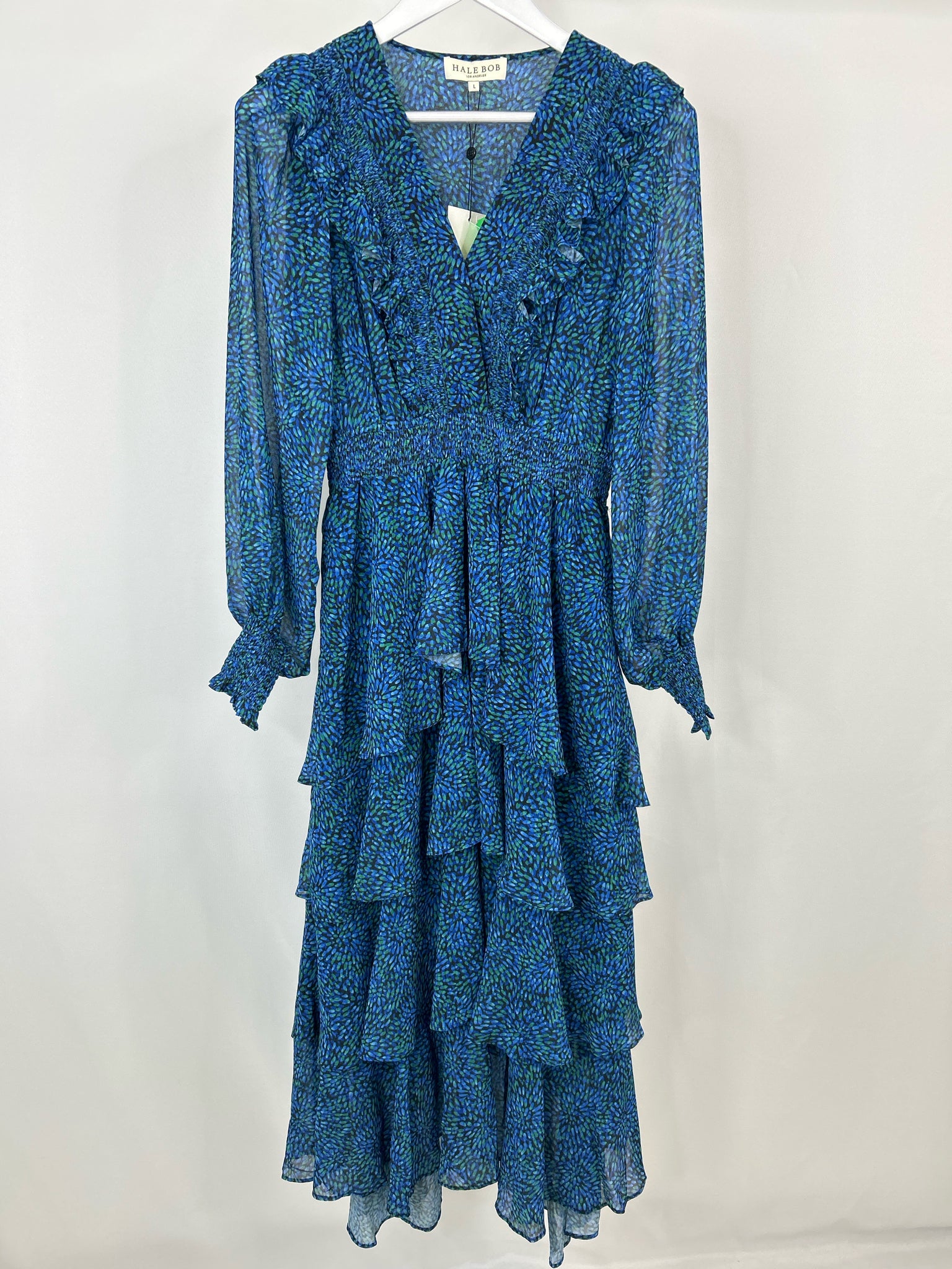 HALE BOB Size L Blue Print Women Dress