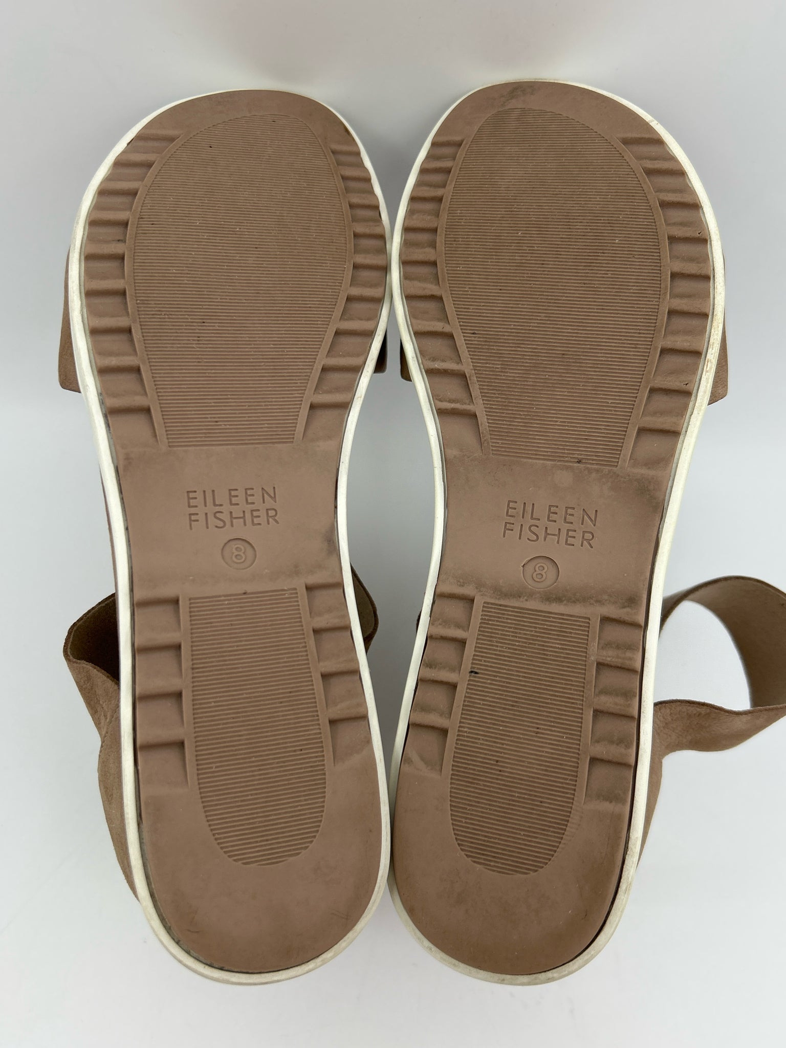 EILEEN FISHER Size 8 TAUPE AND WHITE Women Sandal