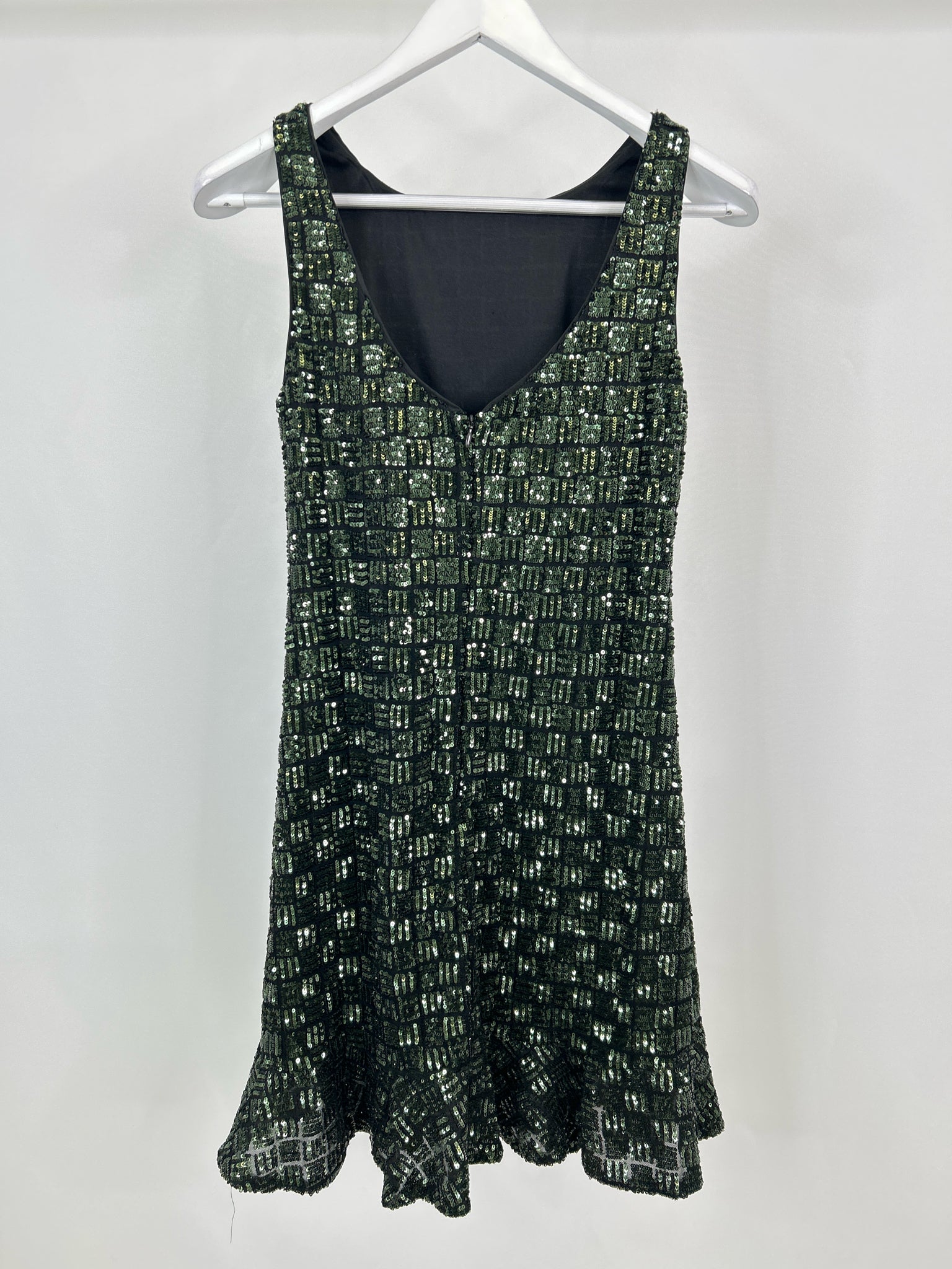 White House Black Market Size 2 GREEN & BLACK Women Dress