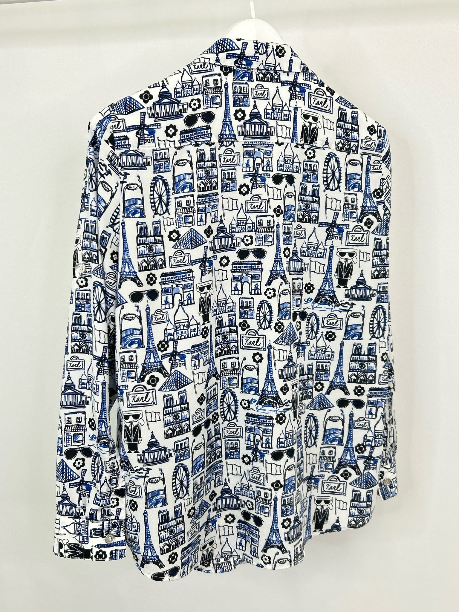KARL LAGERFELD Size L WHITE AND BLUE Women Shirt