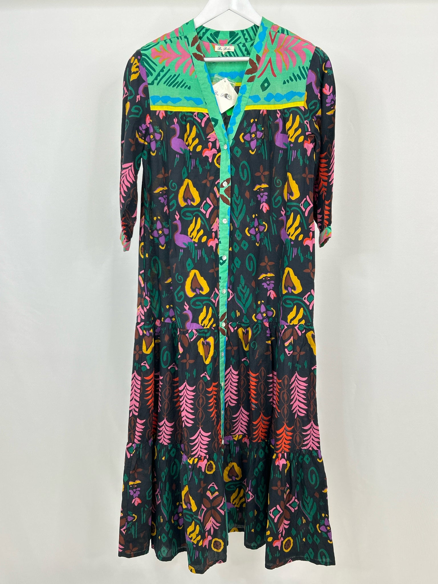 BE BOHO Size XS Black Print Women Dress