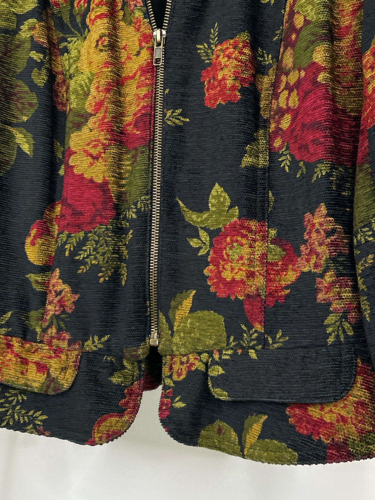 MAGGY LONDON Size 6 Black Floral Women Jacket