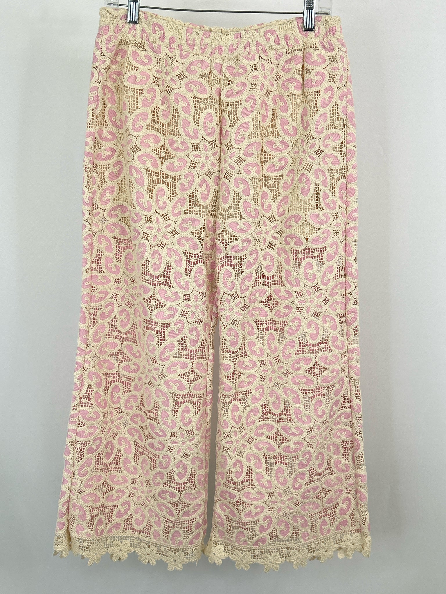 JADE JOHNNY WAS Size M Pink and Cream Women Pants NWT