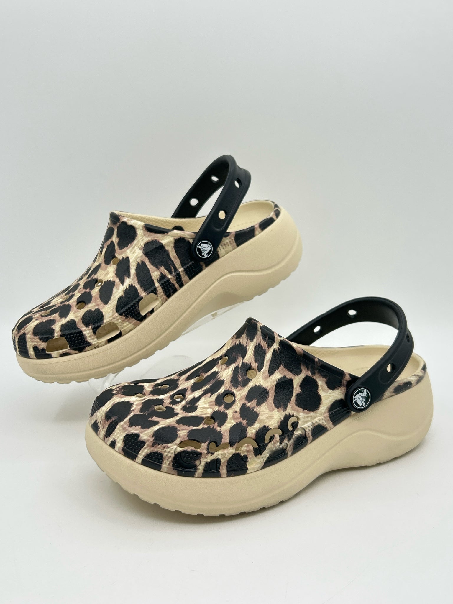CROCS Size 8 BEIGE AND BLACK Women Clogs