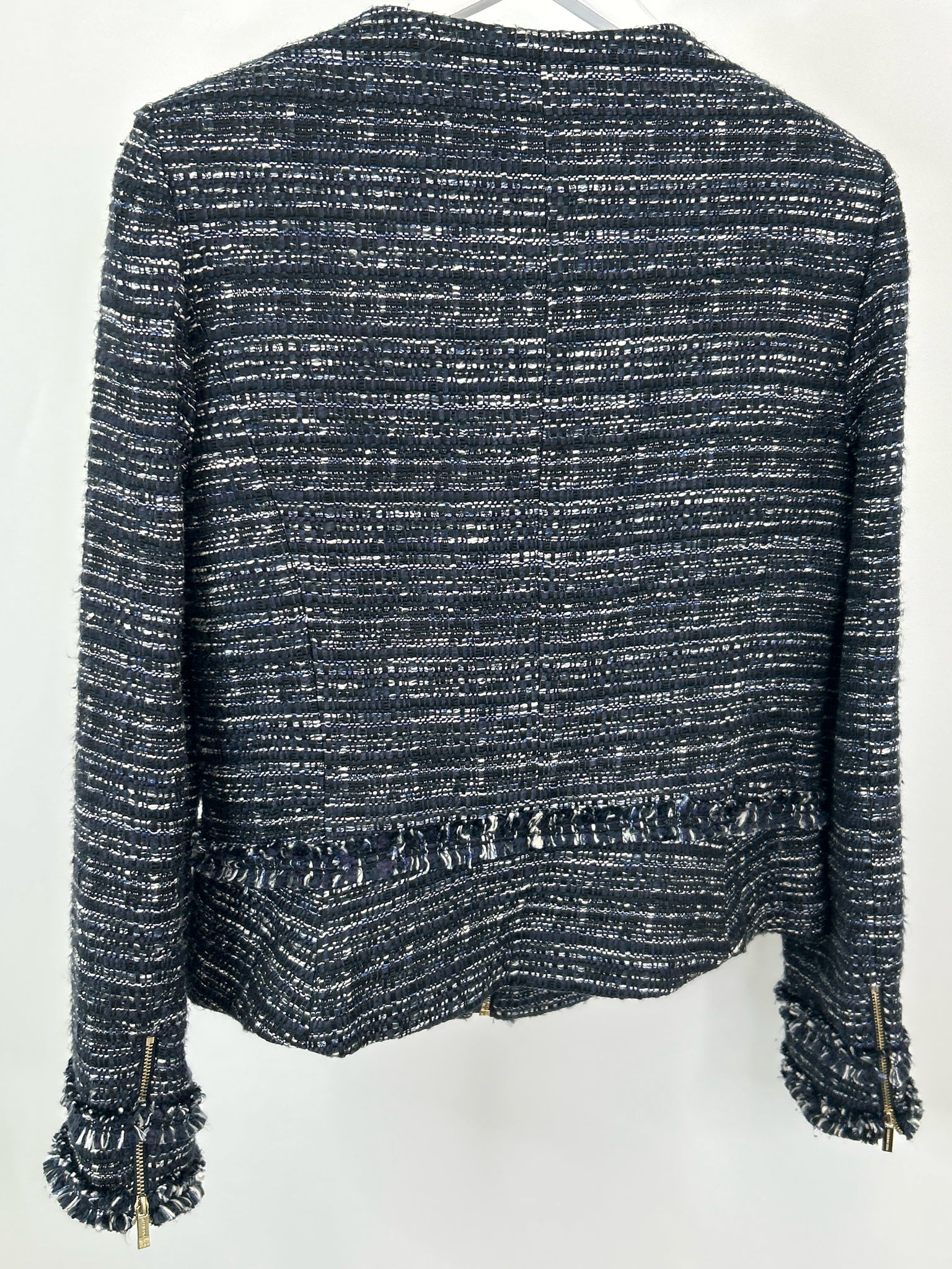 KARL LAGERFELD Size 12 Navy Pattern Women Jacket