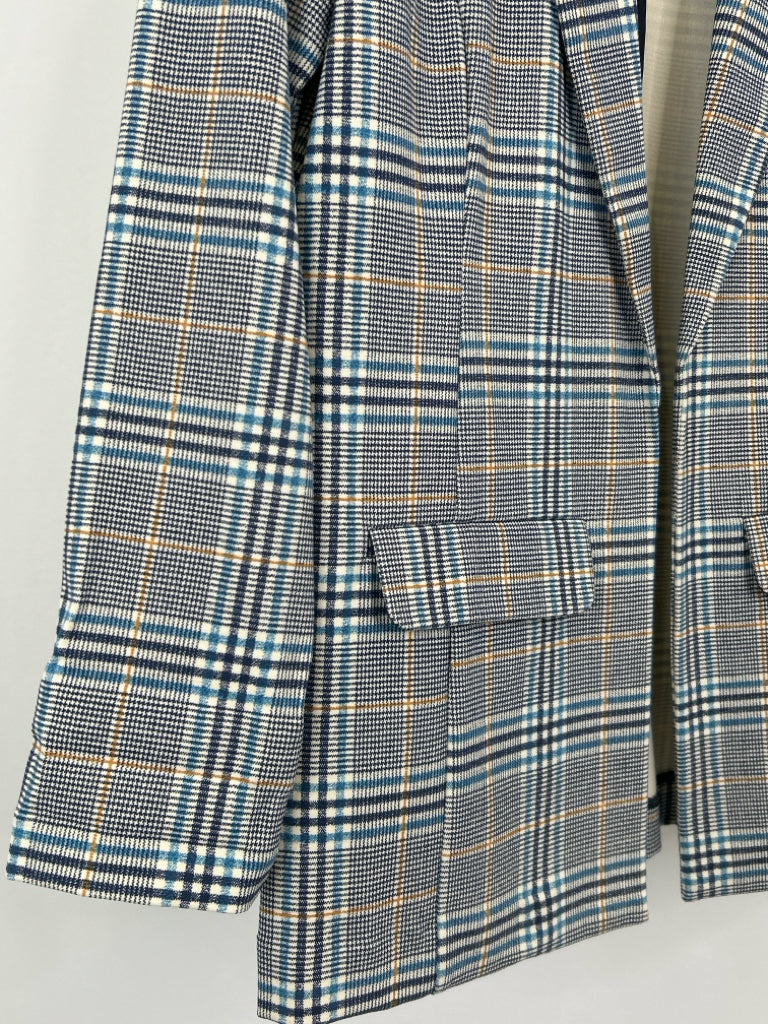 LIVERPOOL Women Size S Blue and Yellow Plaid Blazer