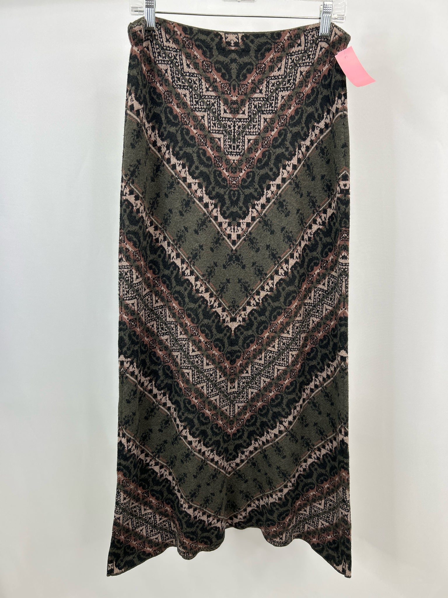PERUVIAN COLLECTION Size M Olive Green Print Women Skirt