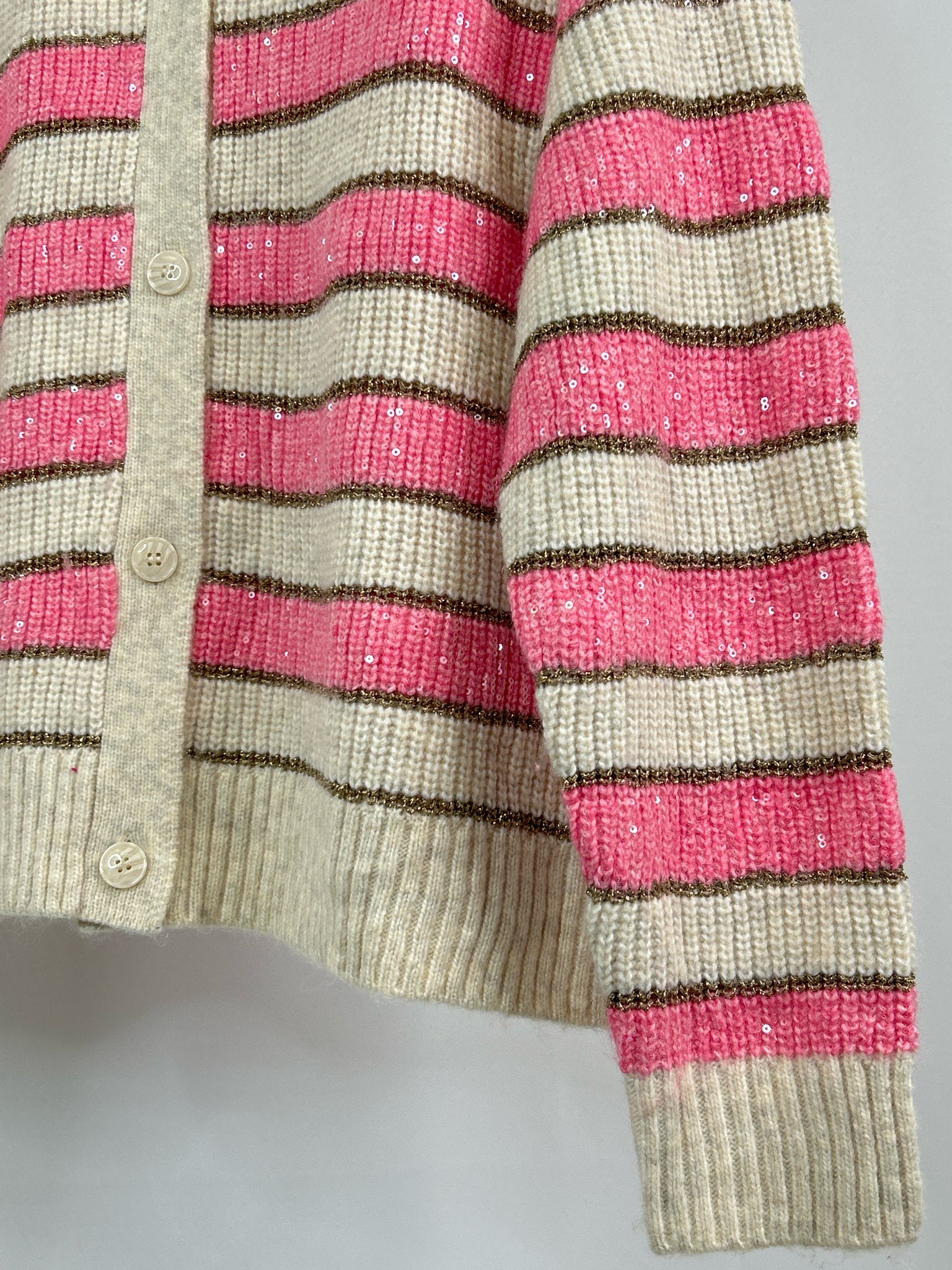 CROWN & IVY Size NWT XXL Cream Striped Women Cardigan