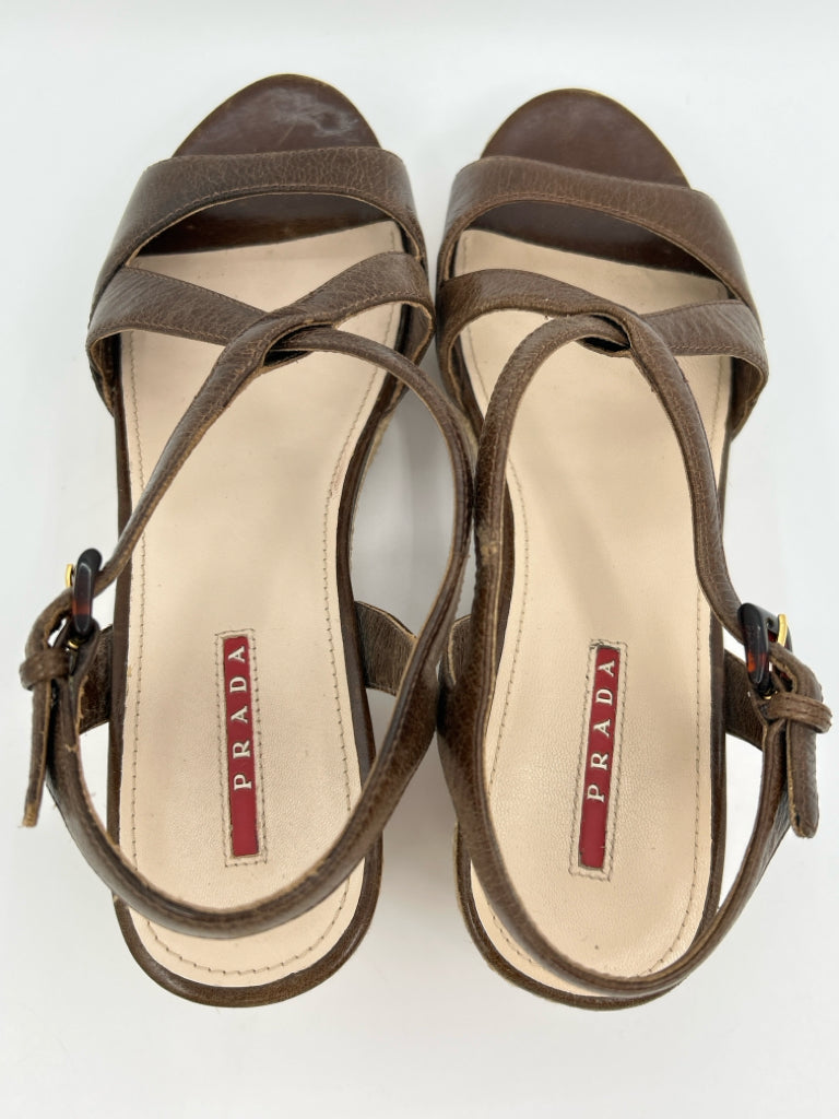 PRADA Size 39 Brown Women's Sandal