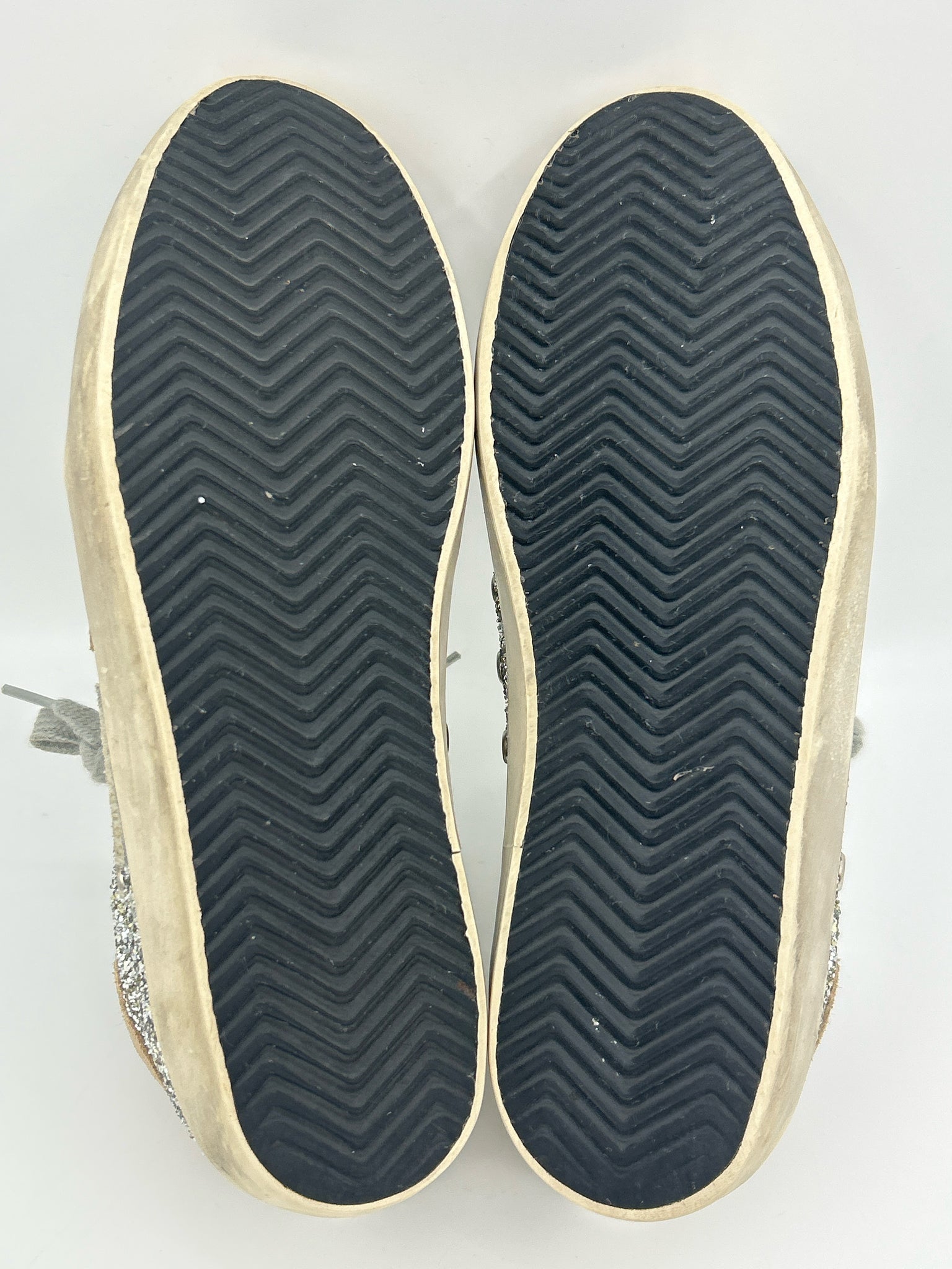 GOLDEN GOOSE Size 8 Silver and Beige Women Sneakers