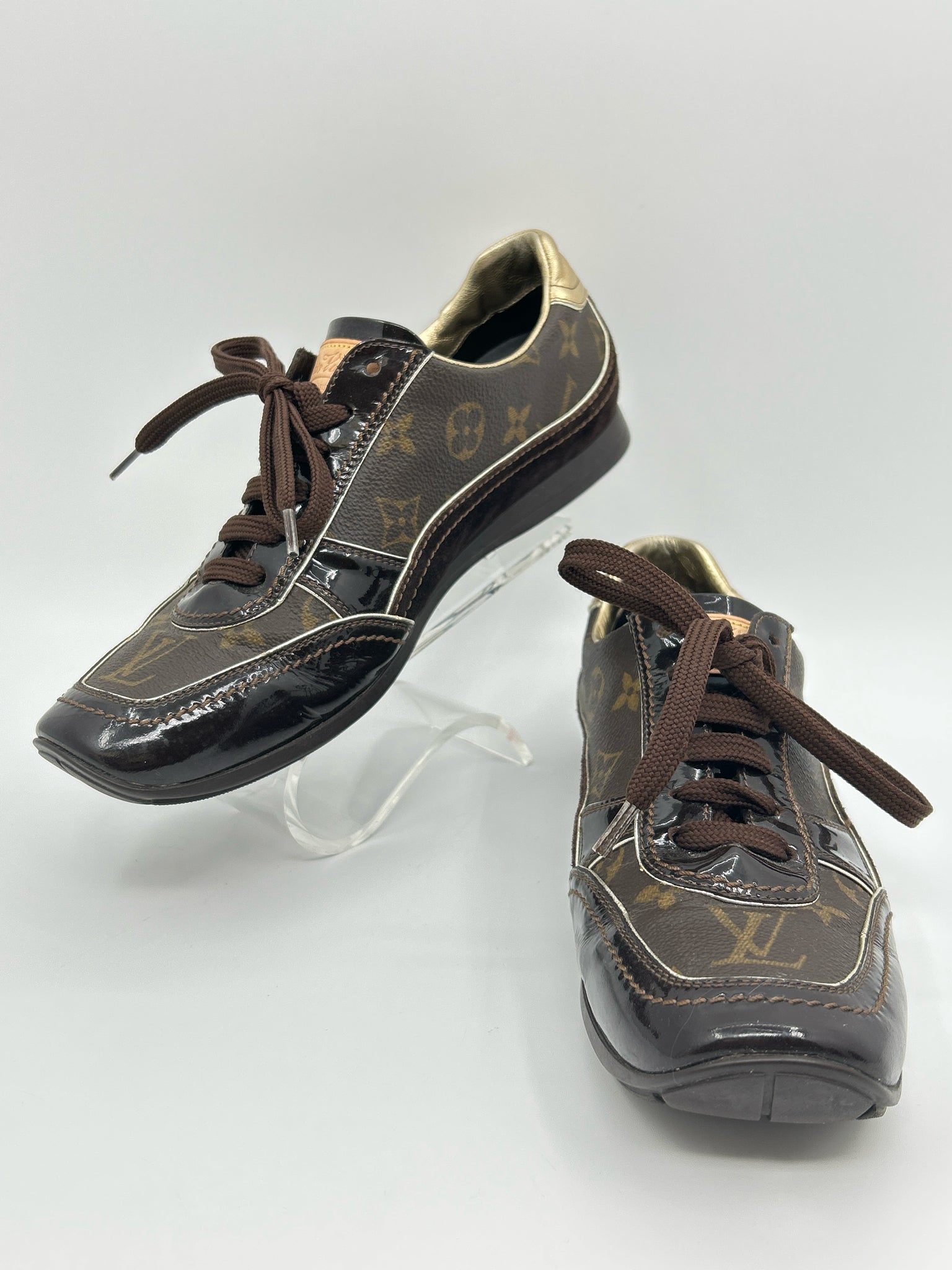 LOUIS VUITTON EU Size 38.5 Brown Women's Sneakers