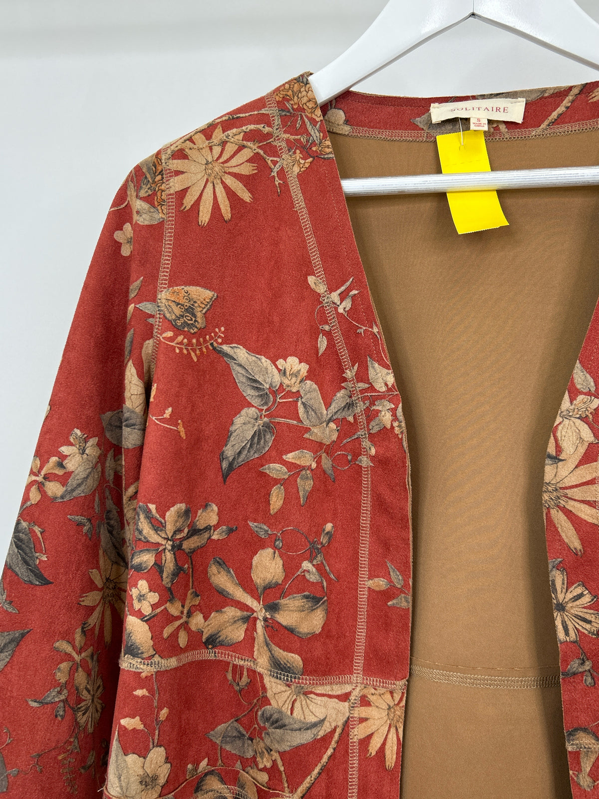 SOLITAIRE Size S RED AND BEIGE Women Cardigan