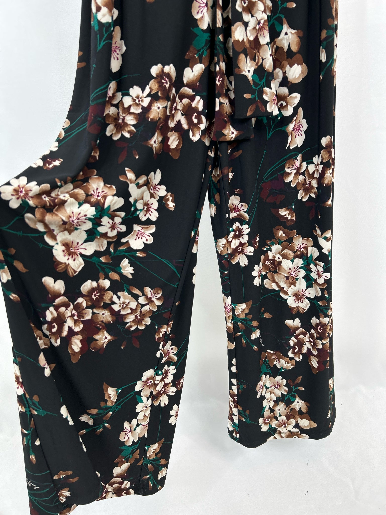 TOMMY HILFIGER Size 16 Black Print Women Jumpsuit NWT