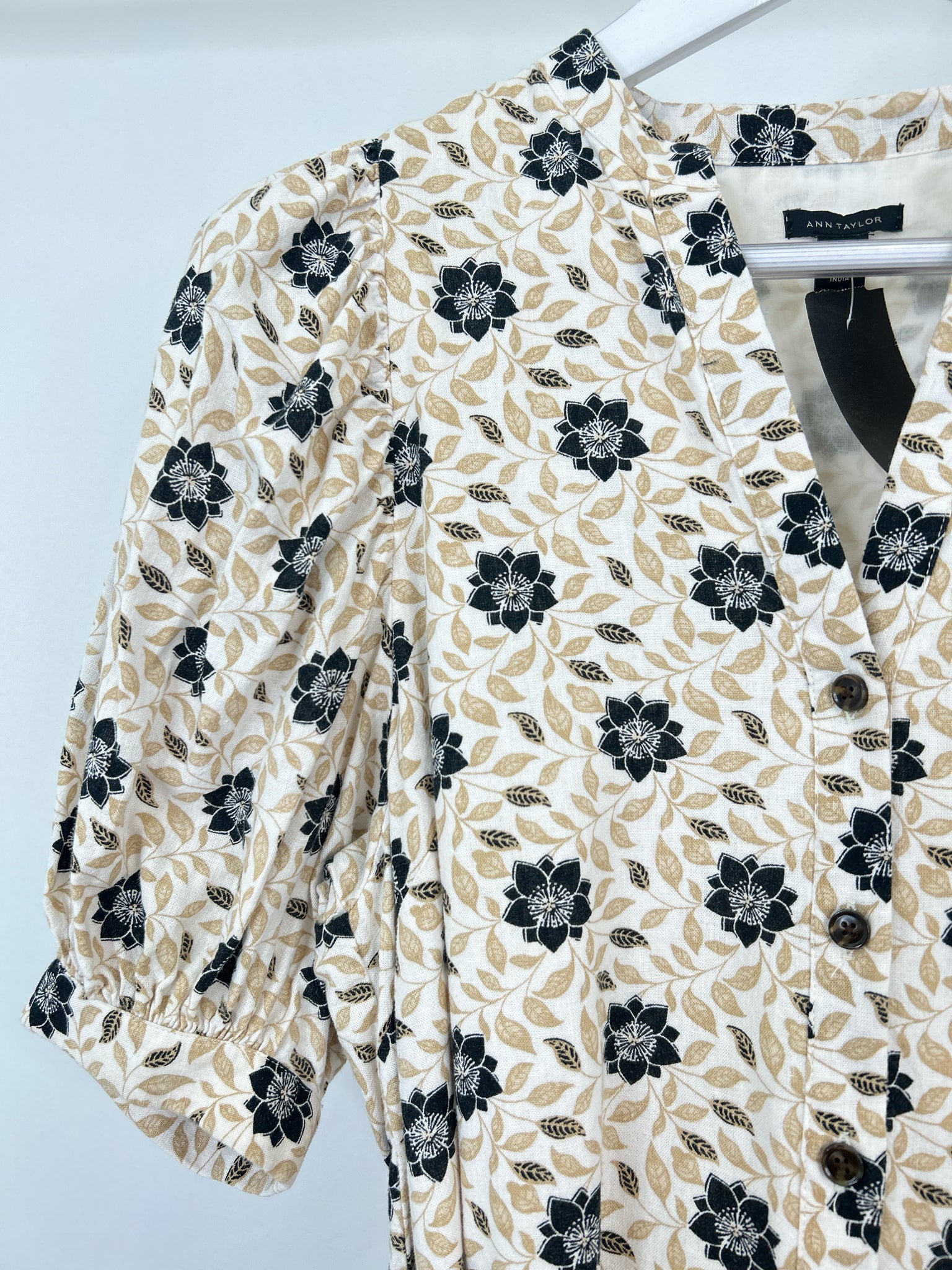 ANN TAYLOR Size S Beige & Black Women Dress