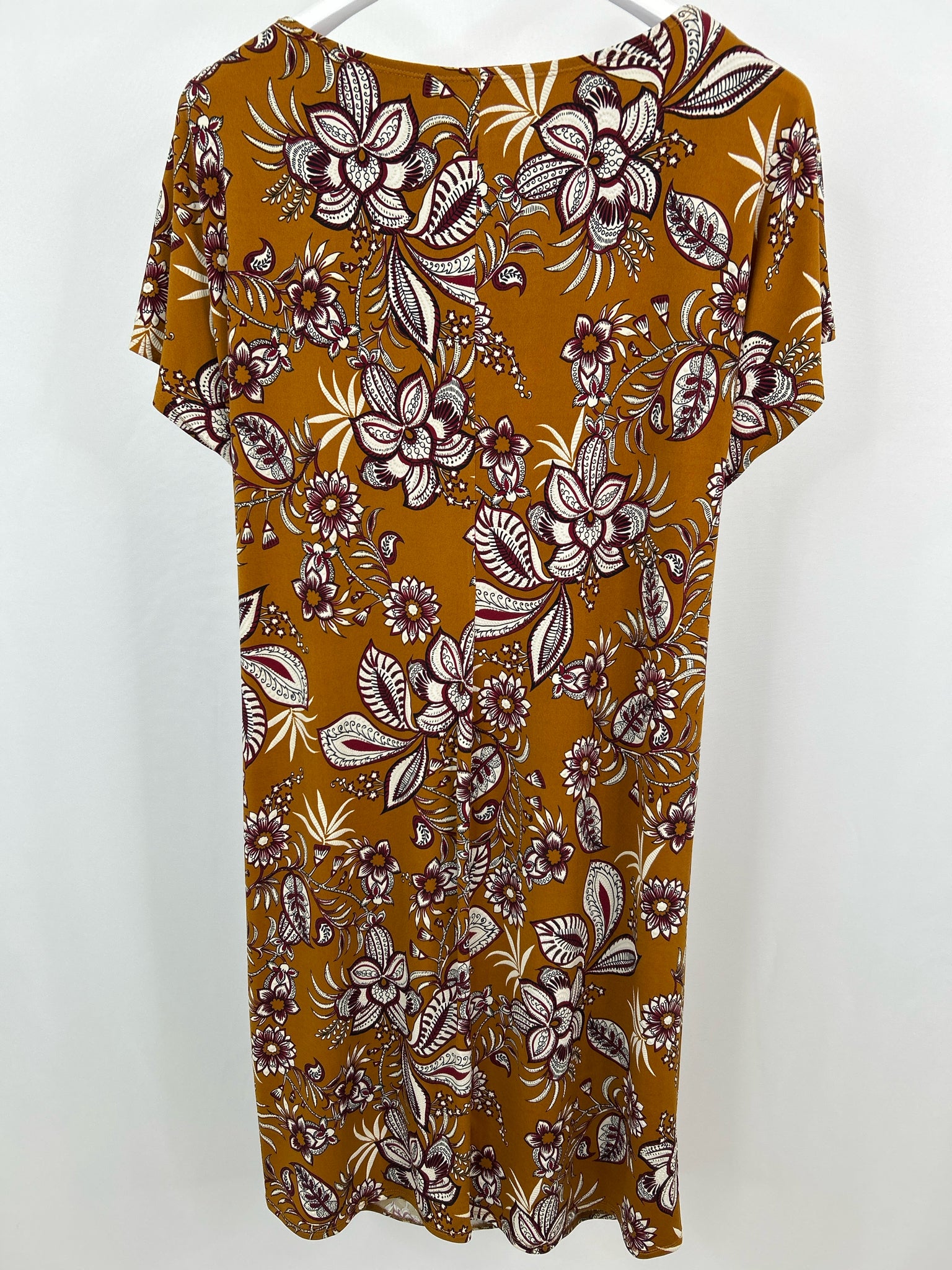 SIGNATURE BY ROBBIE BEE Size 1X mustard print Women Dress