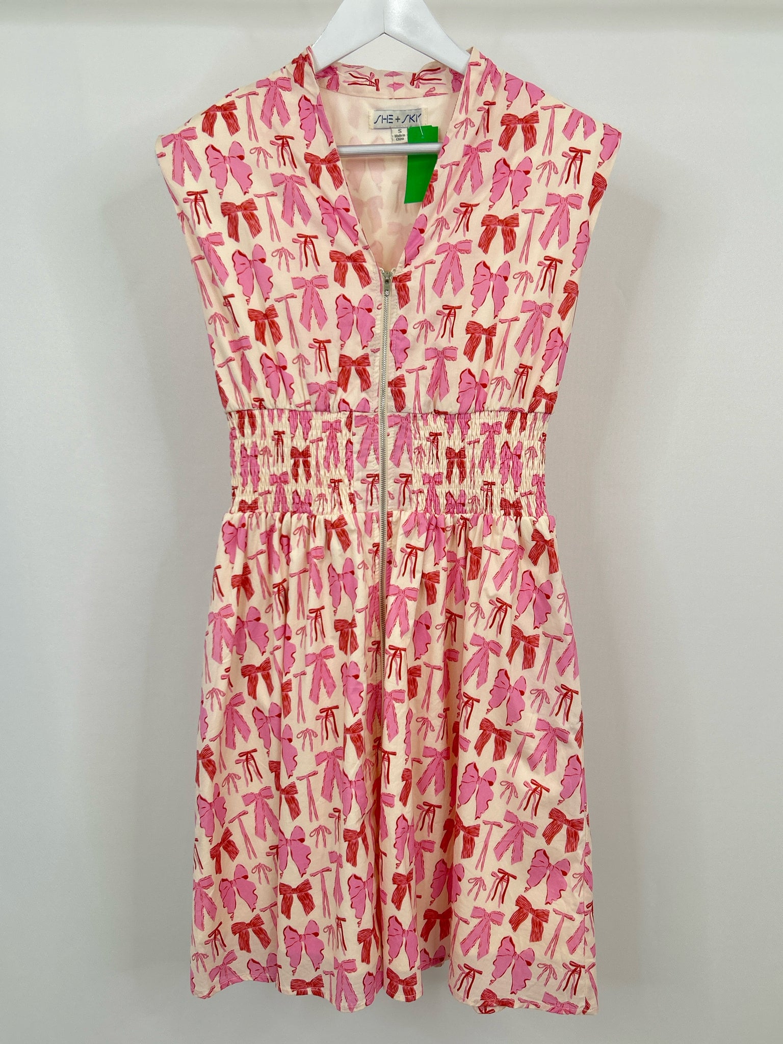 SHE + SKY Size S Cream & Pink Women Dress
