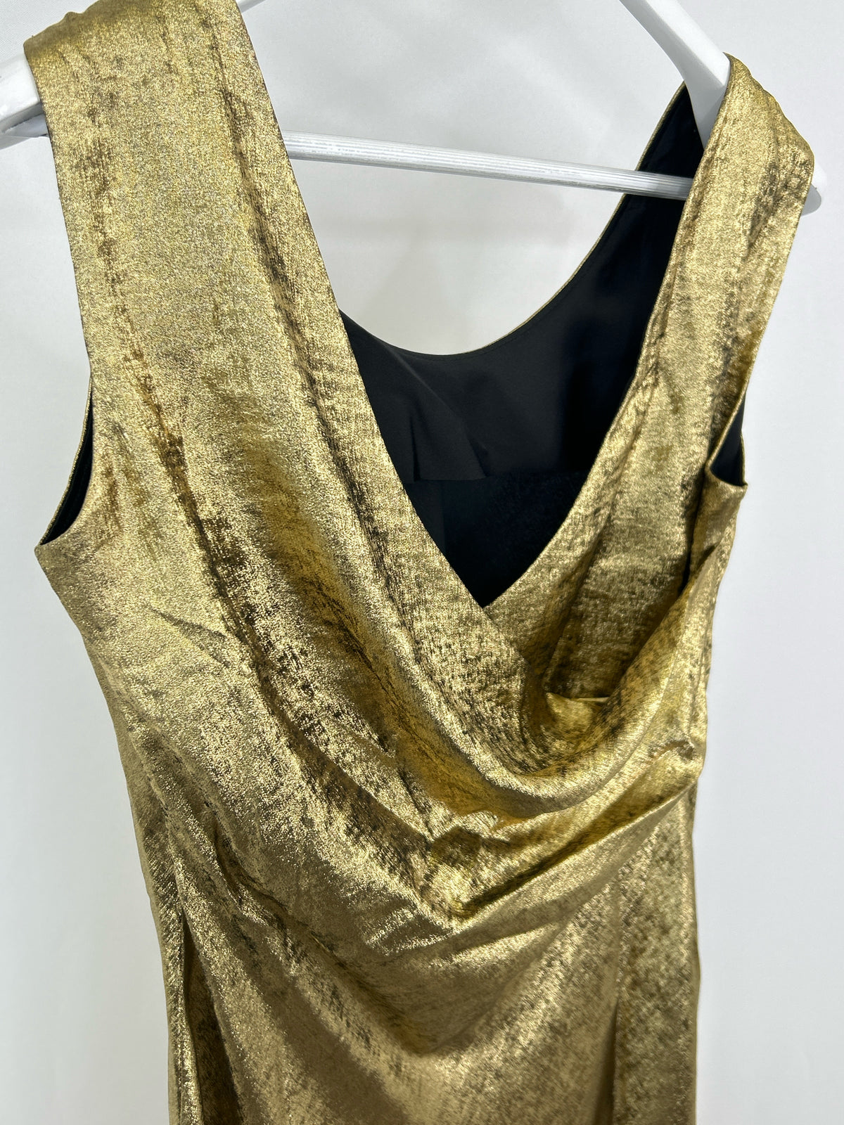 White House Black Market Size 10 gold metallic Women Dress